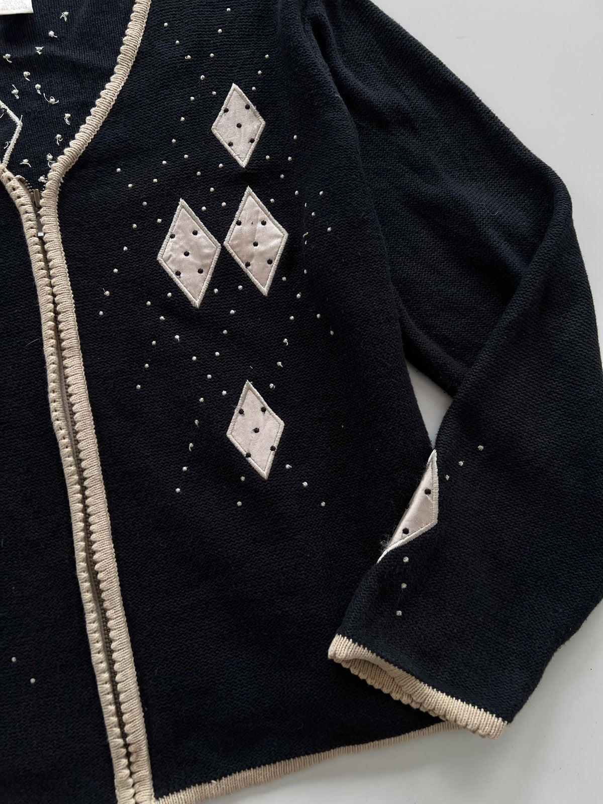 Christopher&Banks Embroidered Zipper Sweater-Bust 46