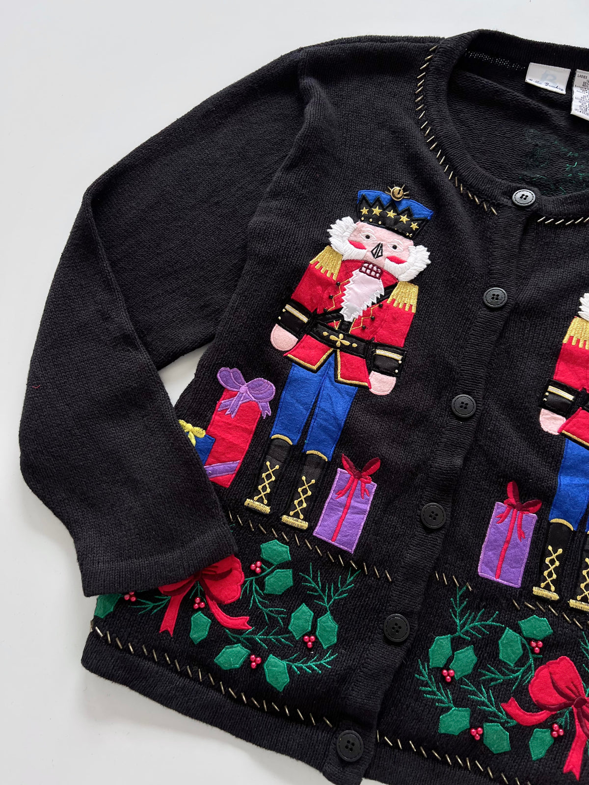 Bobbie Brooks Embroidered Christmas Cardigan Sweater-Bust 50