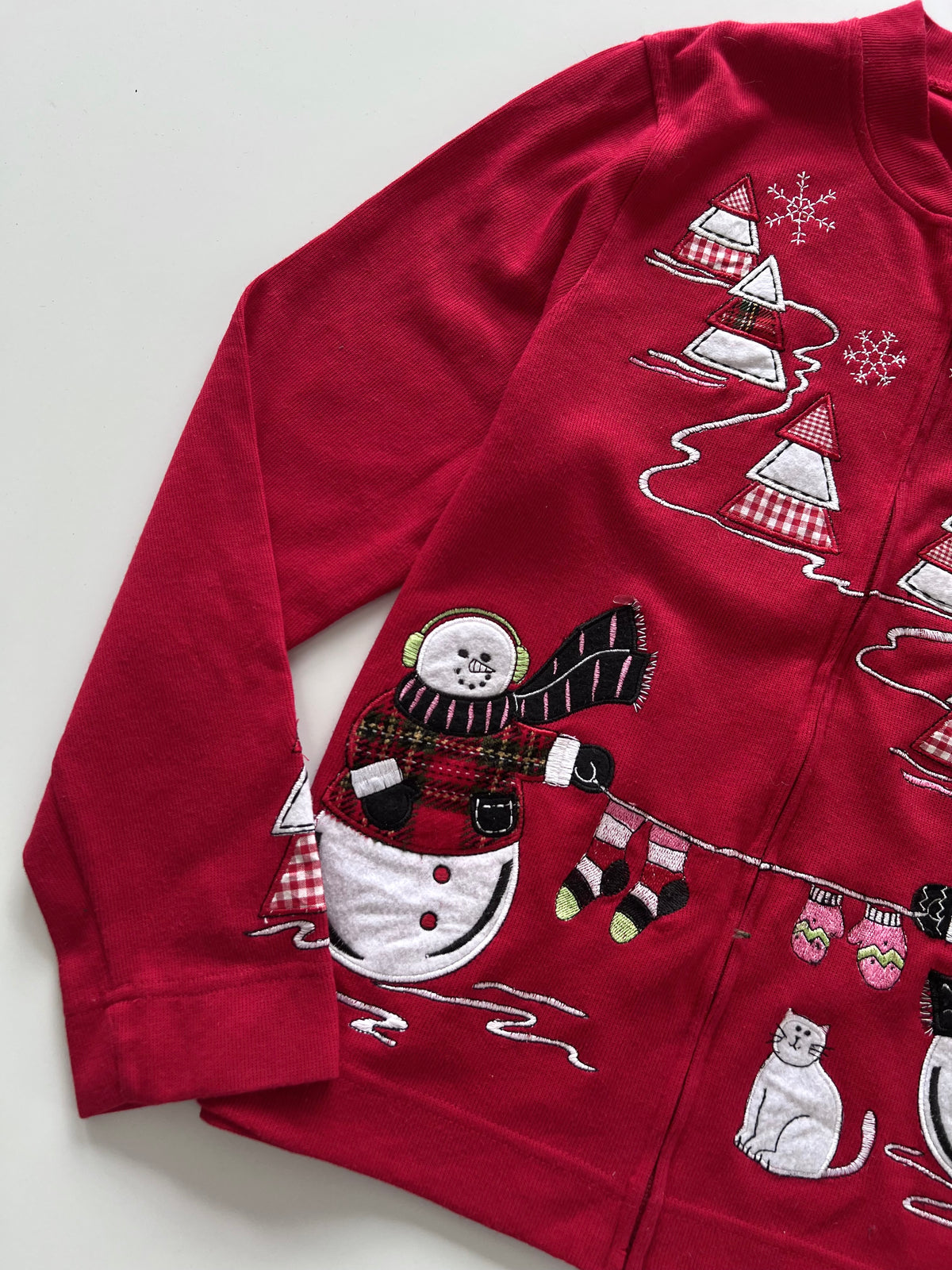 Onque Casuals Embroidered Christmas Zipper Sweater-Bust 40