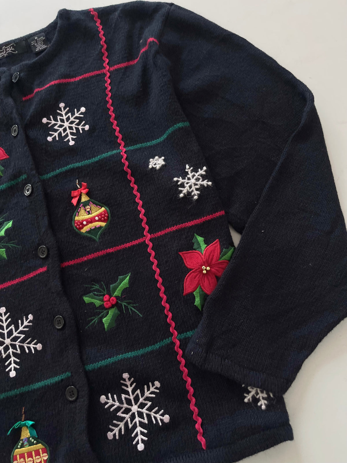 Crystal Kobe Embroidered Christmas Cardigan Sweater-Bust 48