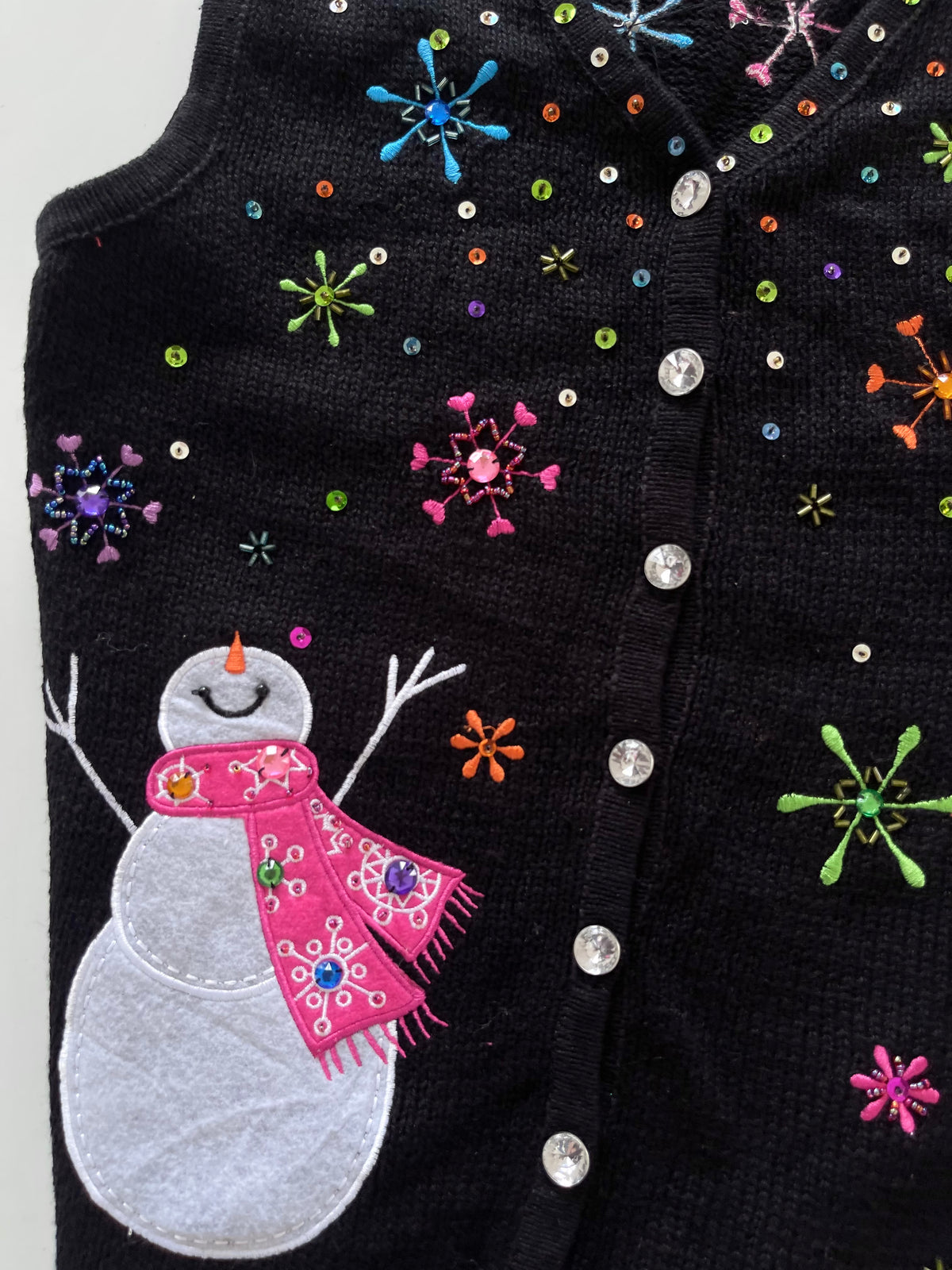 Kim Rogers Embroidered Christmas Vest Sweater-Bust 38