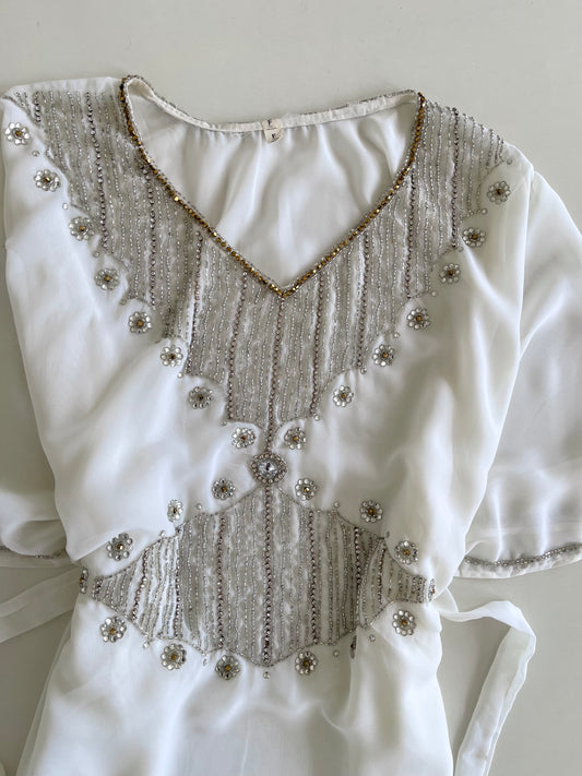 Heavily Hand Embroidered Sheer Dress-Bust 44 to 54