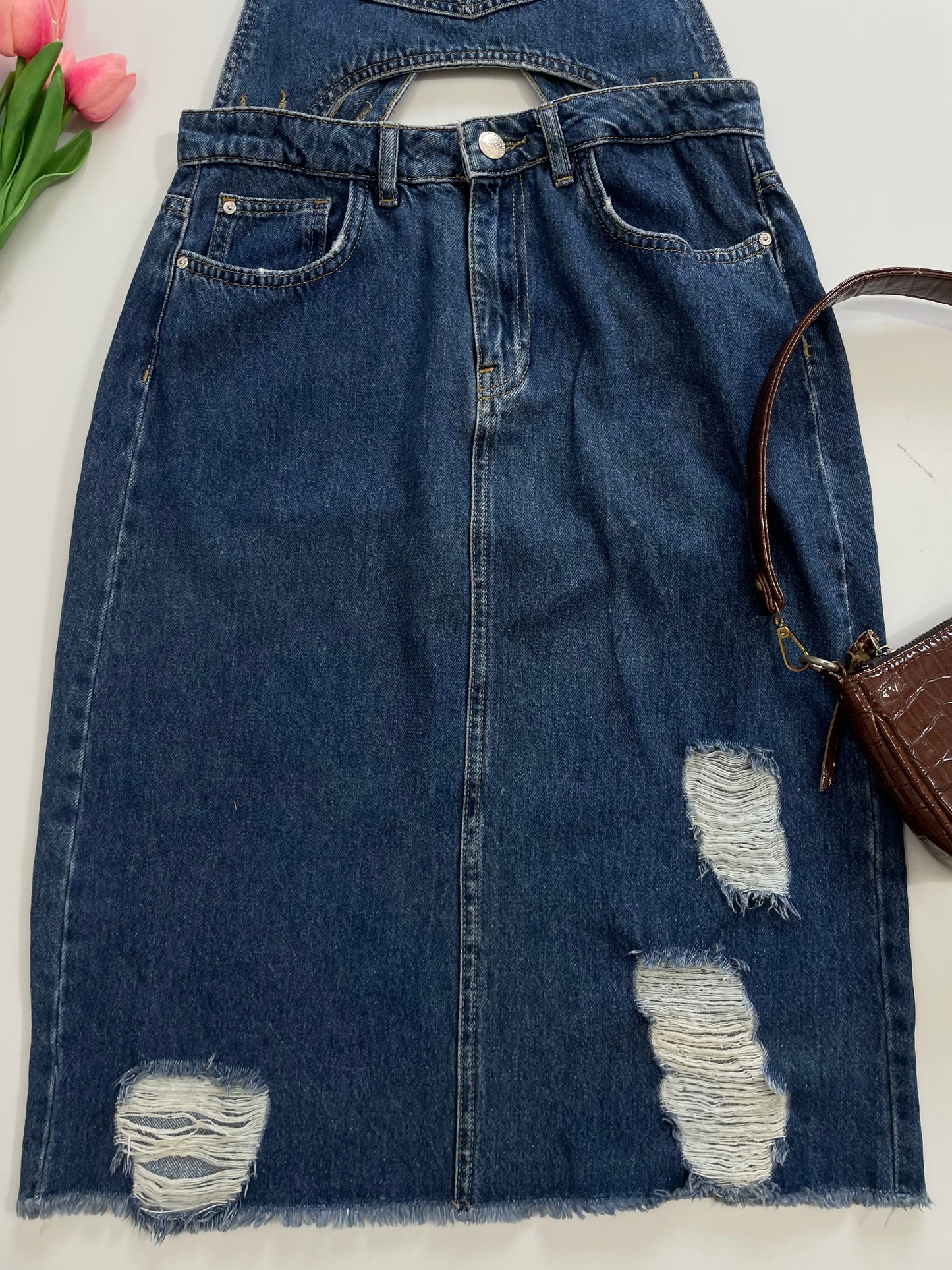 Koton Cut-Out Denim Dress-Waist 28