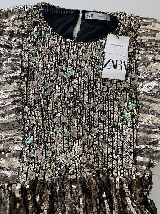 Zara New Tagged Sequin Embroidered Dress-Bust 44