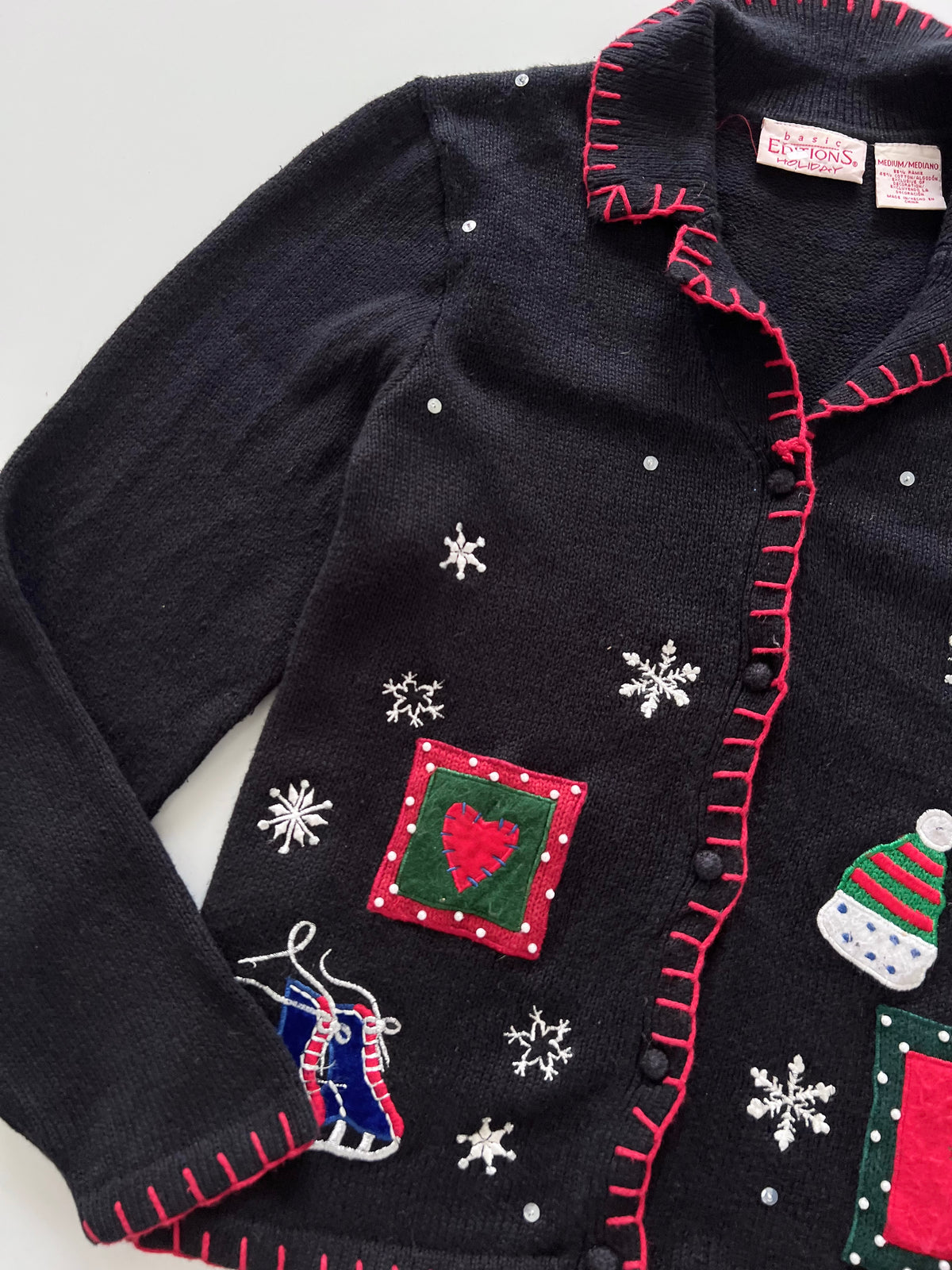 Editions Embroidered Christmas Cardigan Sweater-Bust 44