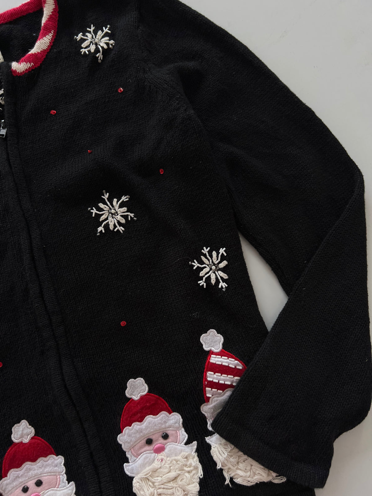 Classic Elements Embroidered Christmas Zipper Sweater-Bust 46