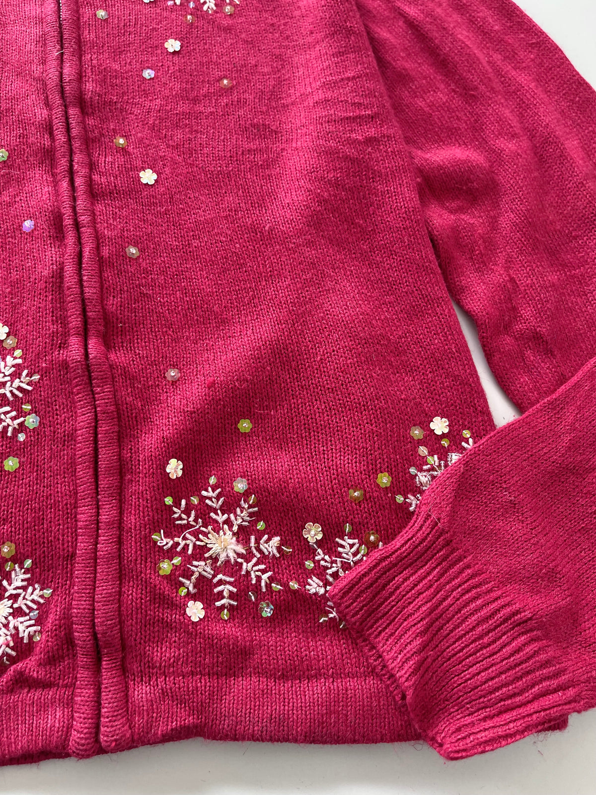 Hand Embroidered Christmas Zipper Sweater-Bust 48