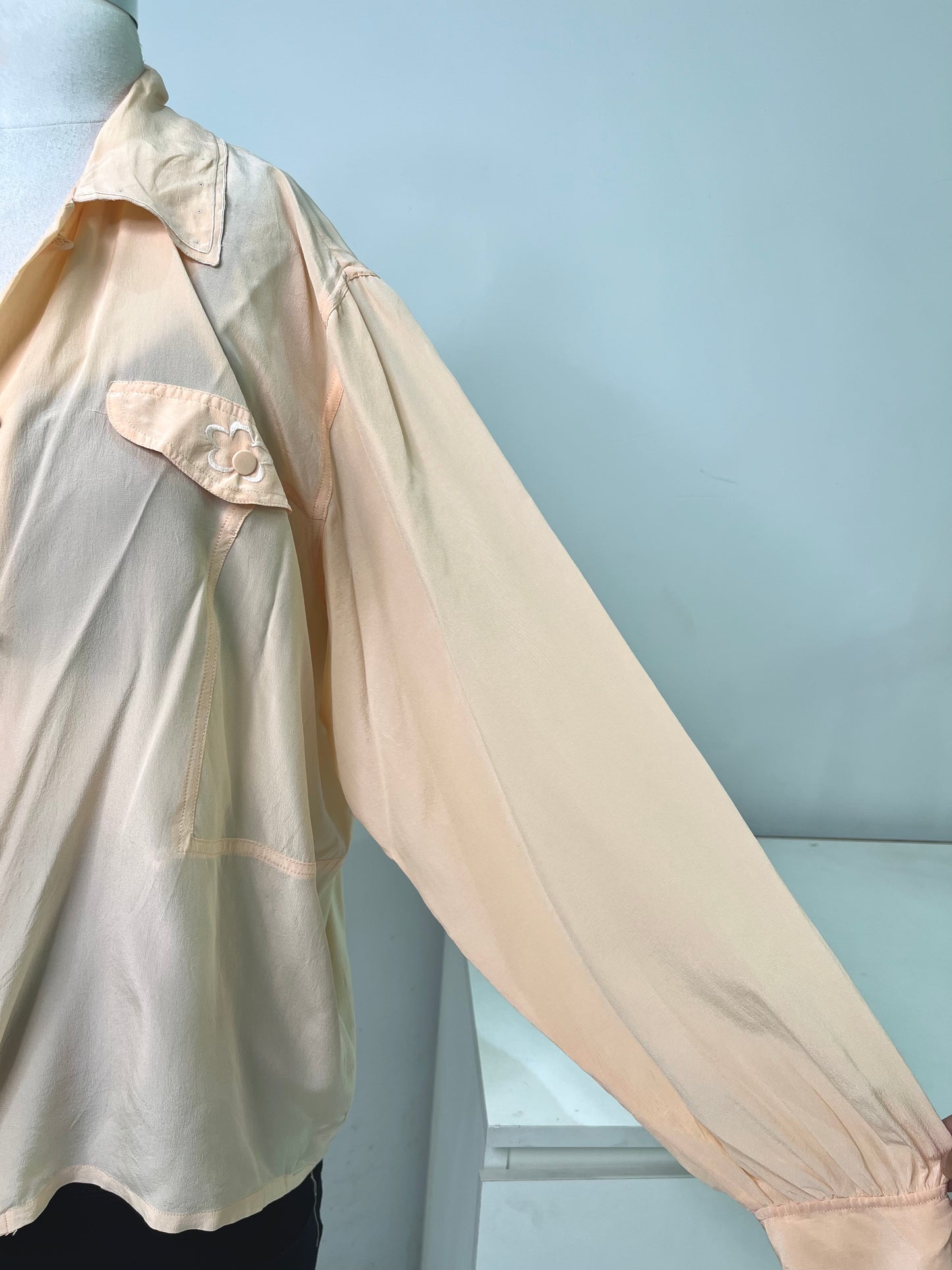 Embroidered Pure Silk Shirt-Bust 44