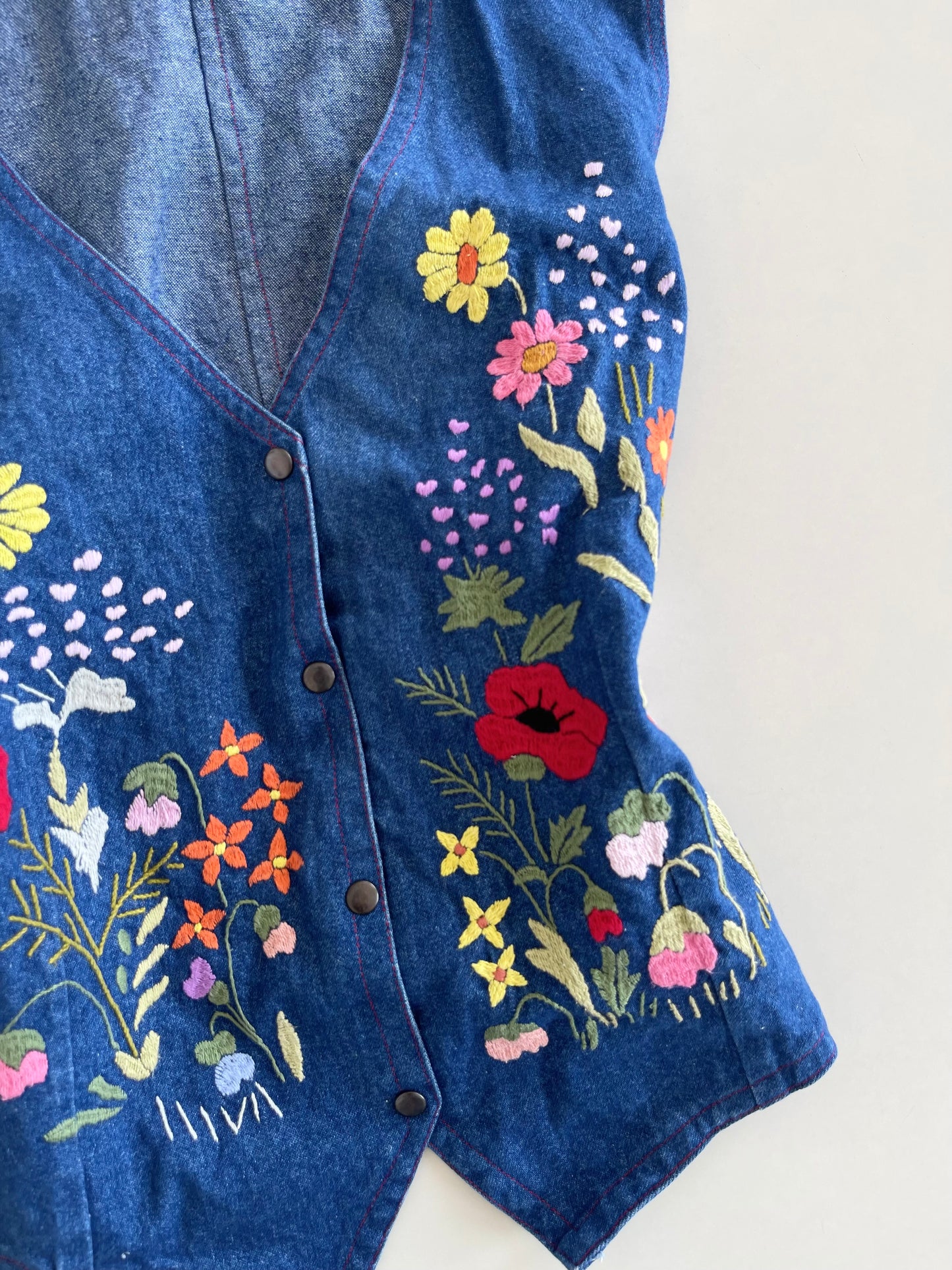 Denim Embroidered Waistcoat -Bust 38