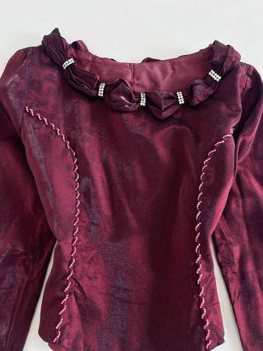 Nurdan Embroidered Organza Top-Bust 36
