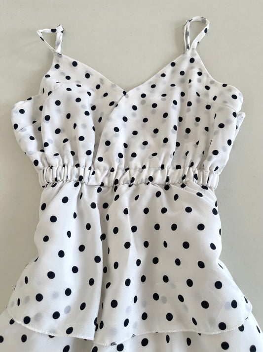 Polka Dot Ruffle Slip Dress-Bust 34