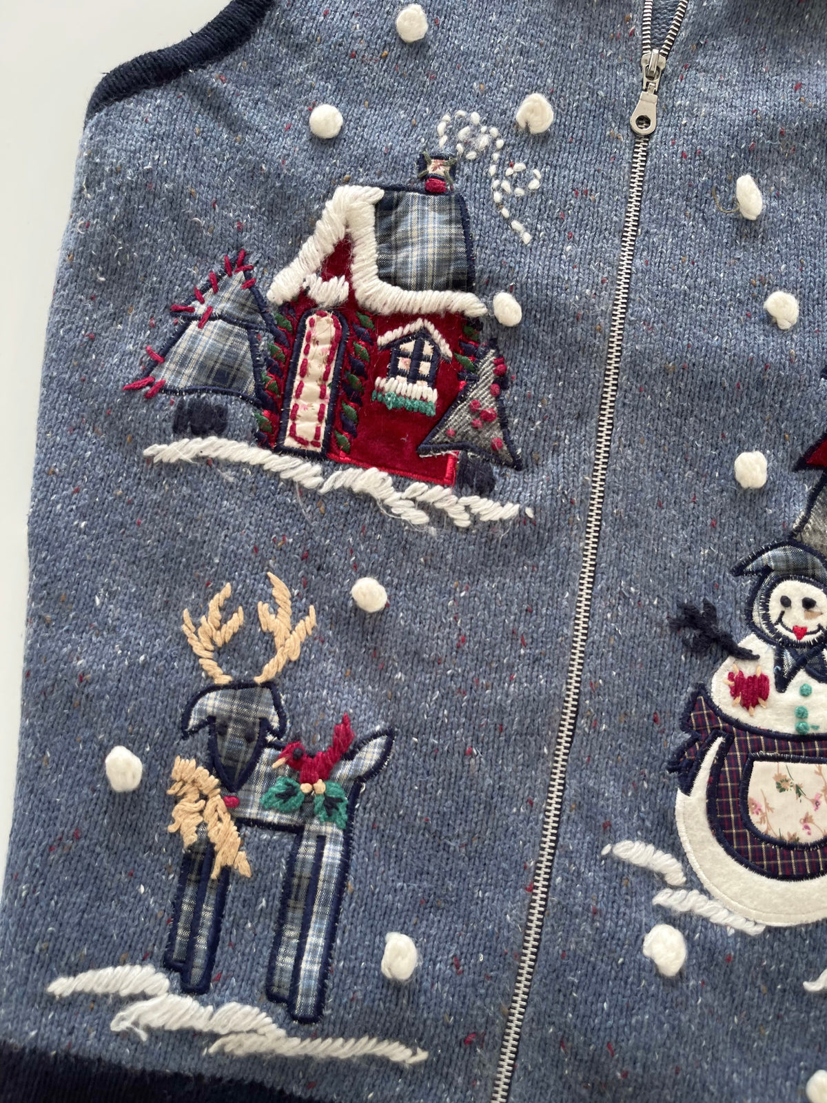 Victoria Jones Embroidered Christmas Vest Zipper-Bust 48