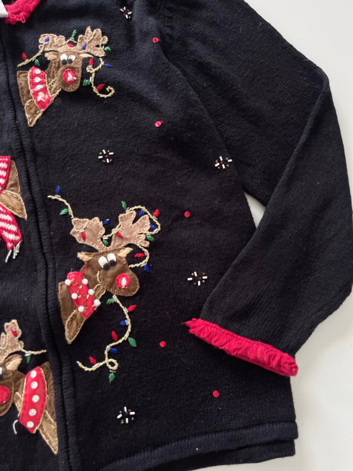 Tiara Embroidered Christmas Zipper Sweater-Bust 50