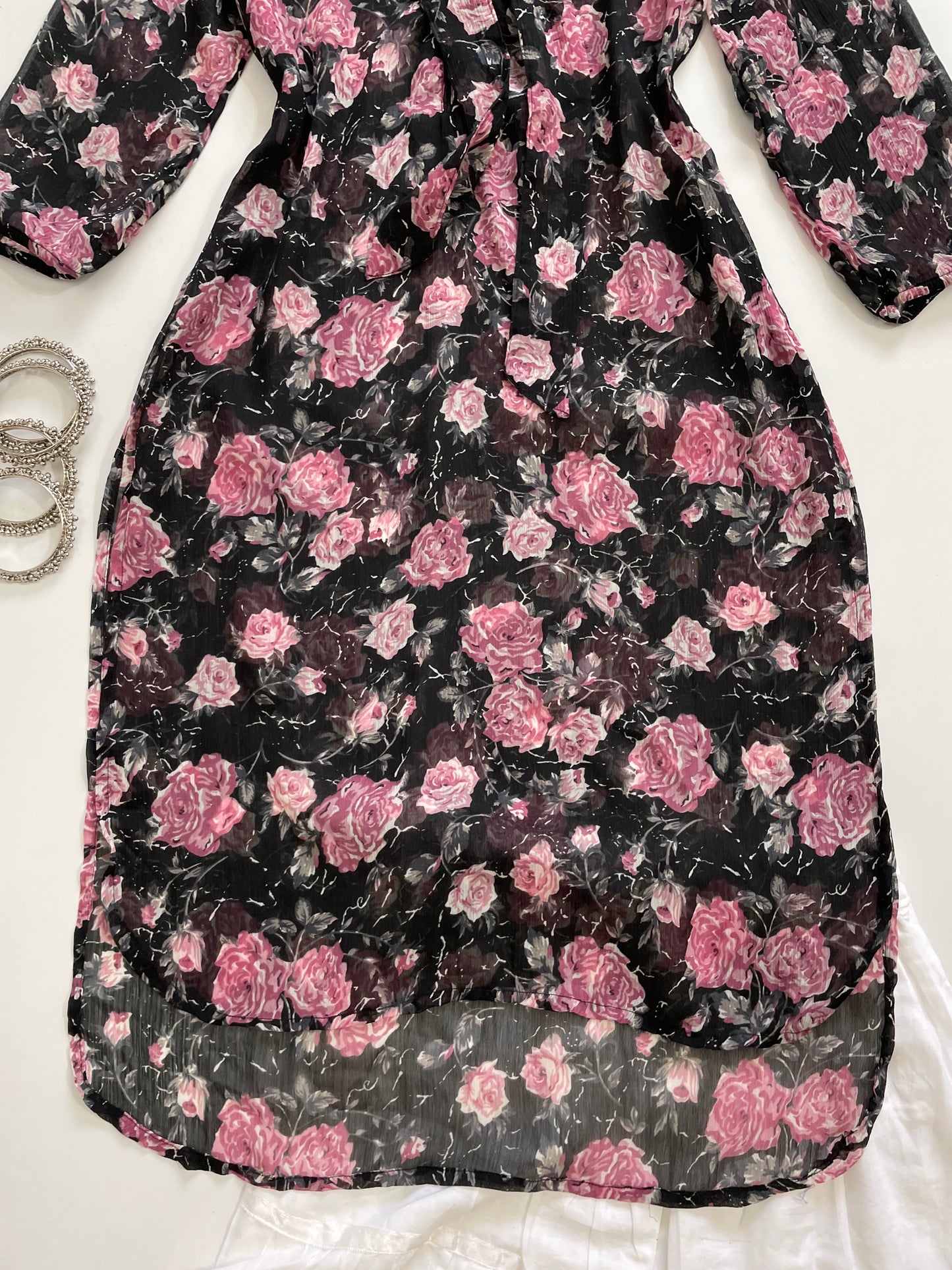 Roses Sheer Kurti-Bust 32