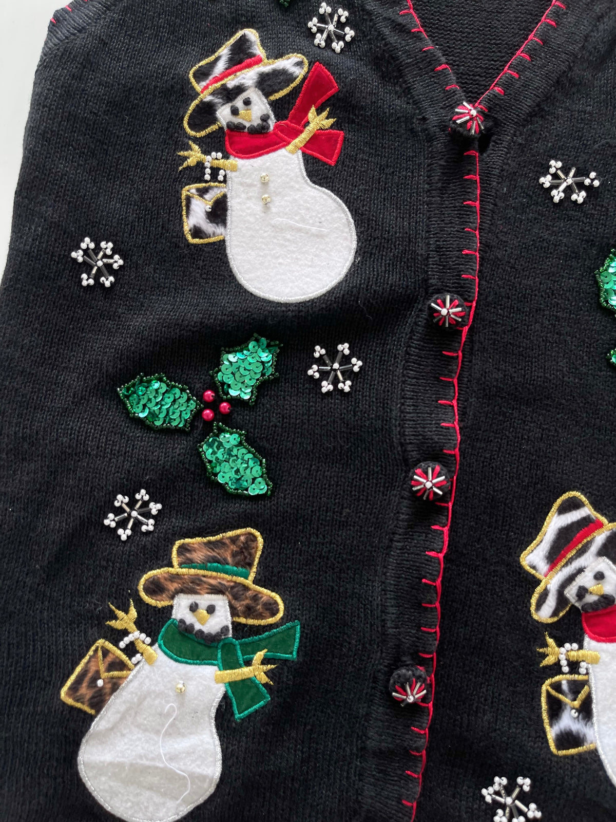 Victoria Jones Embroidered Christmas Vest Sweater-Bust 44