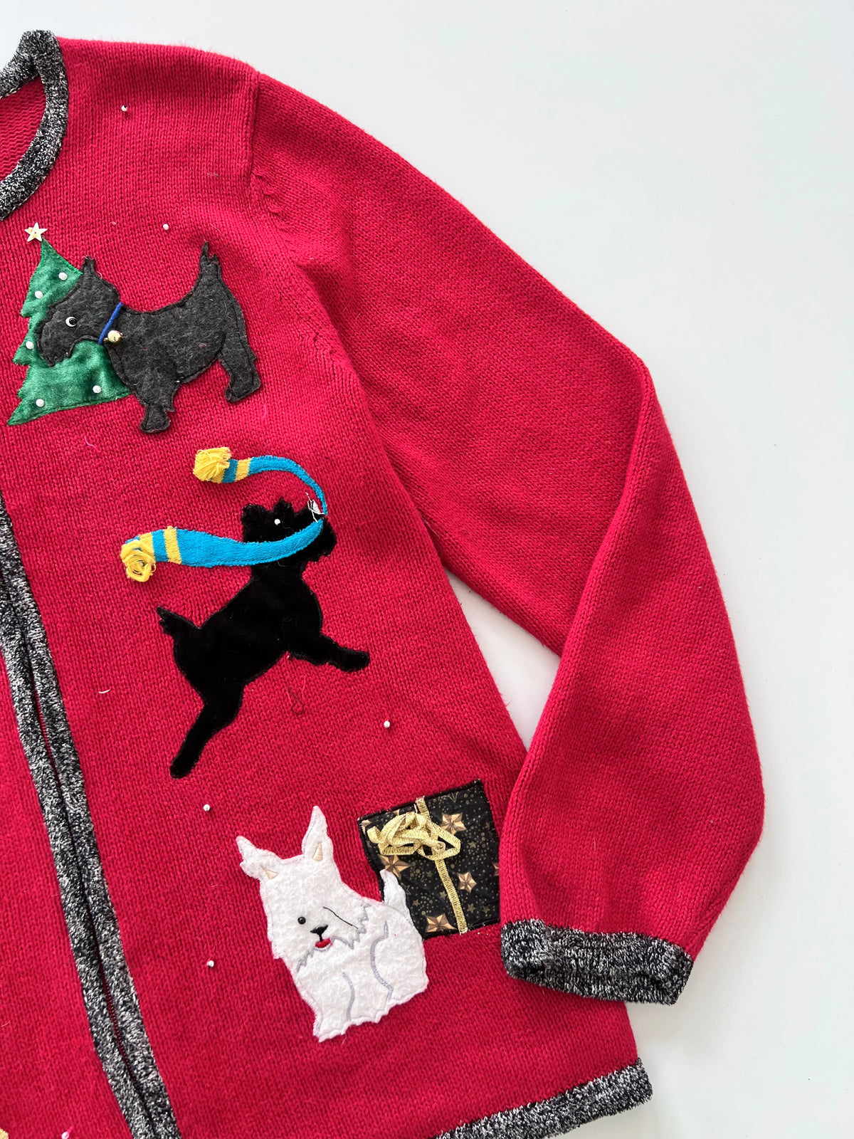 Mercer Street Studio Embroidered Christmas Zipper Sweater-Bust 42