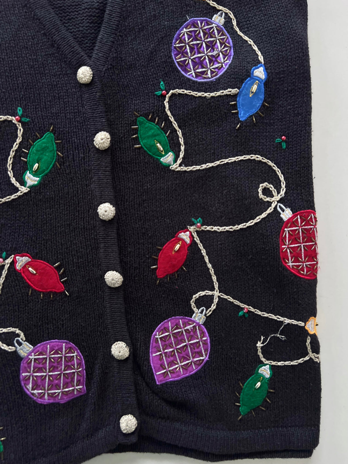Bobbie Brooks Christmas Embroidered Vest Sweater-Bust 54