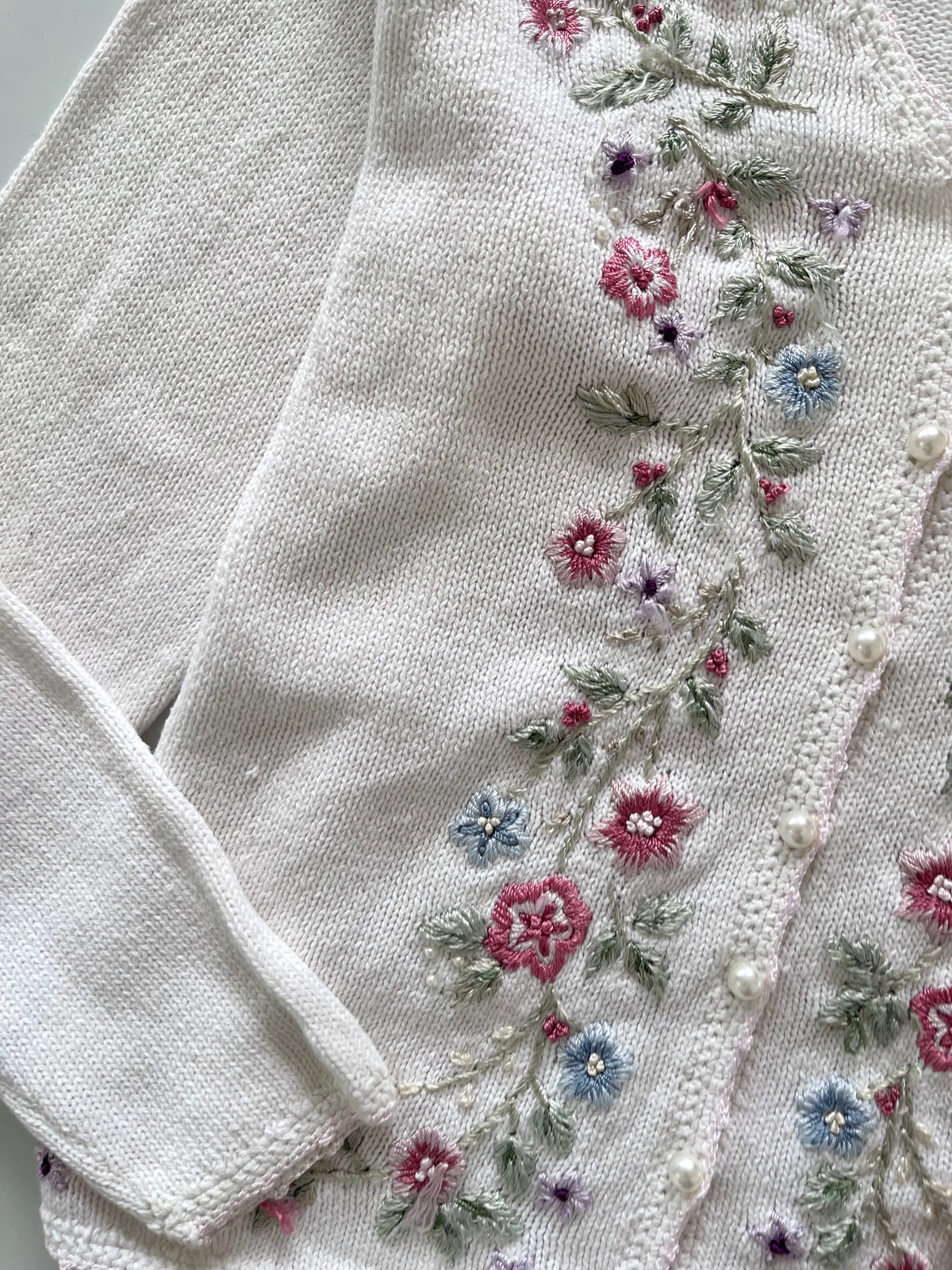 Carolyn Taylor Hand Embroidered Cardigan Sweater-Bust 44