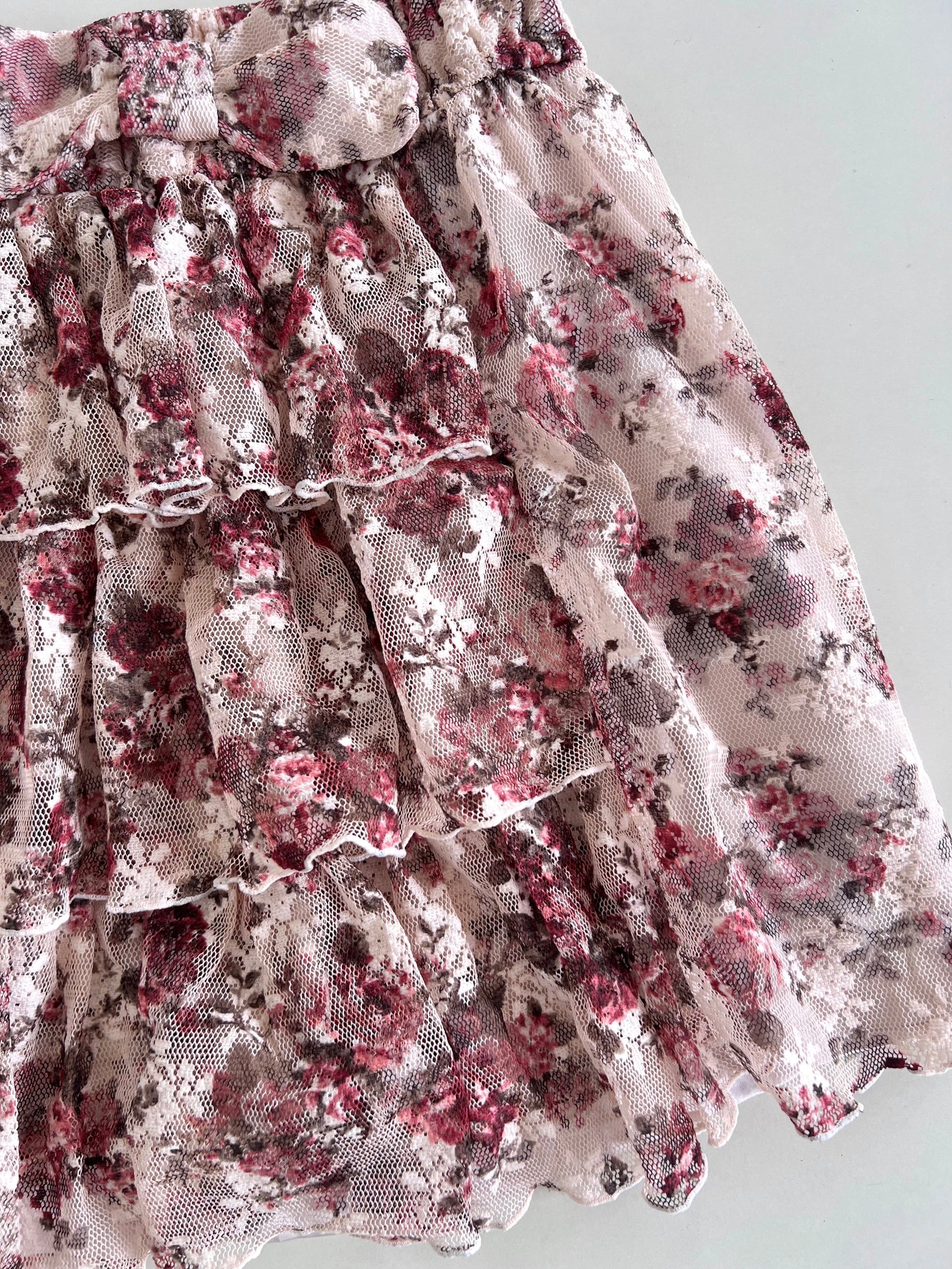 Floral Vintage Ruffle Skirt-Waist 30 to 34