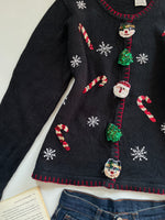 Load image into Gallery viewer, White Stag Embroidered Christmas Sweater-Bust 40