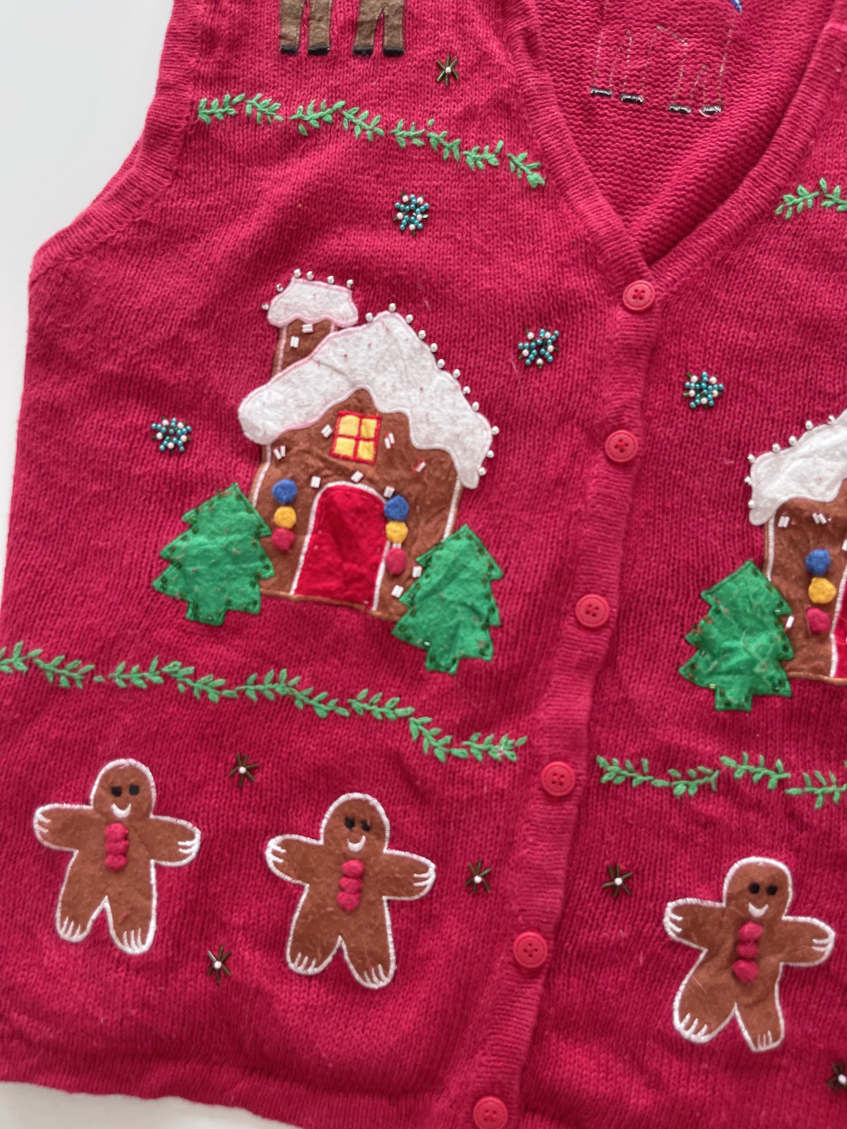 Bobbie Brooks Embroidered Christmas Vest Sweater-Bust 60