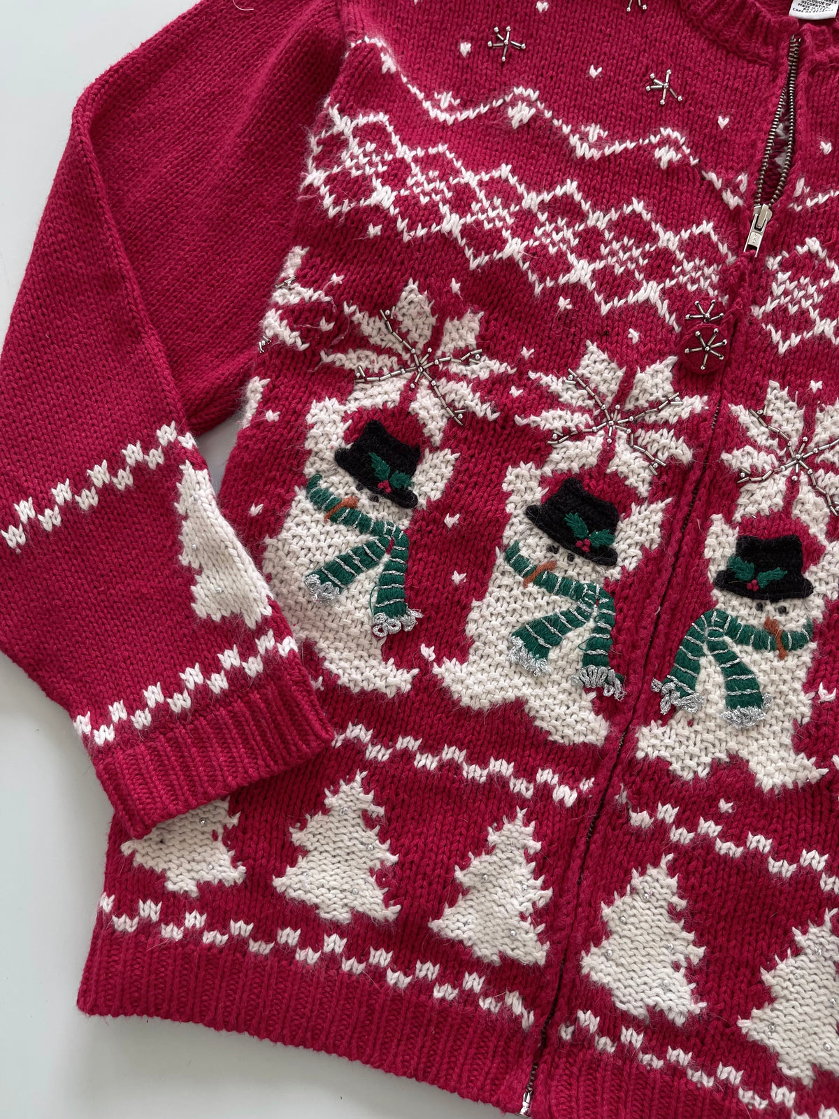 Croft&barrow Embroidered Christmas Zipper Sweater-Bust 48