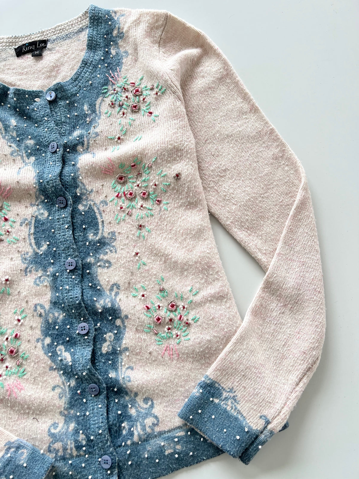 King Lou Embroidered Cardigan Sweater-Bust 38