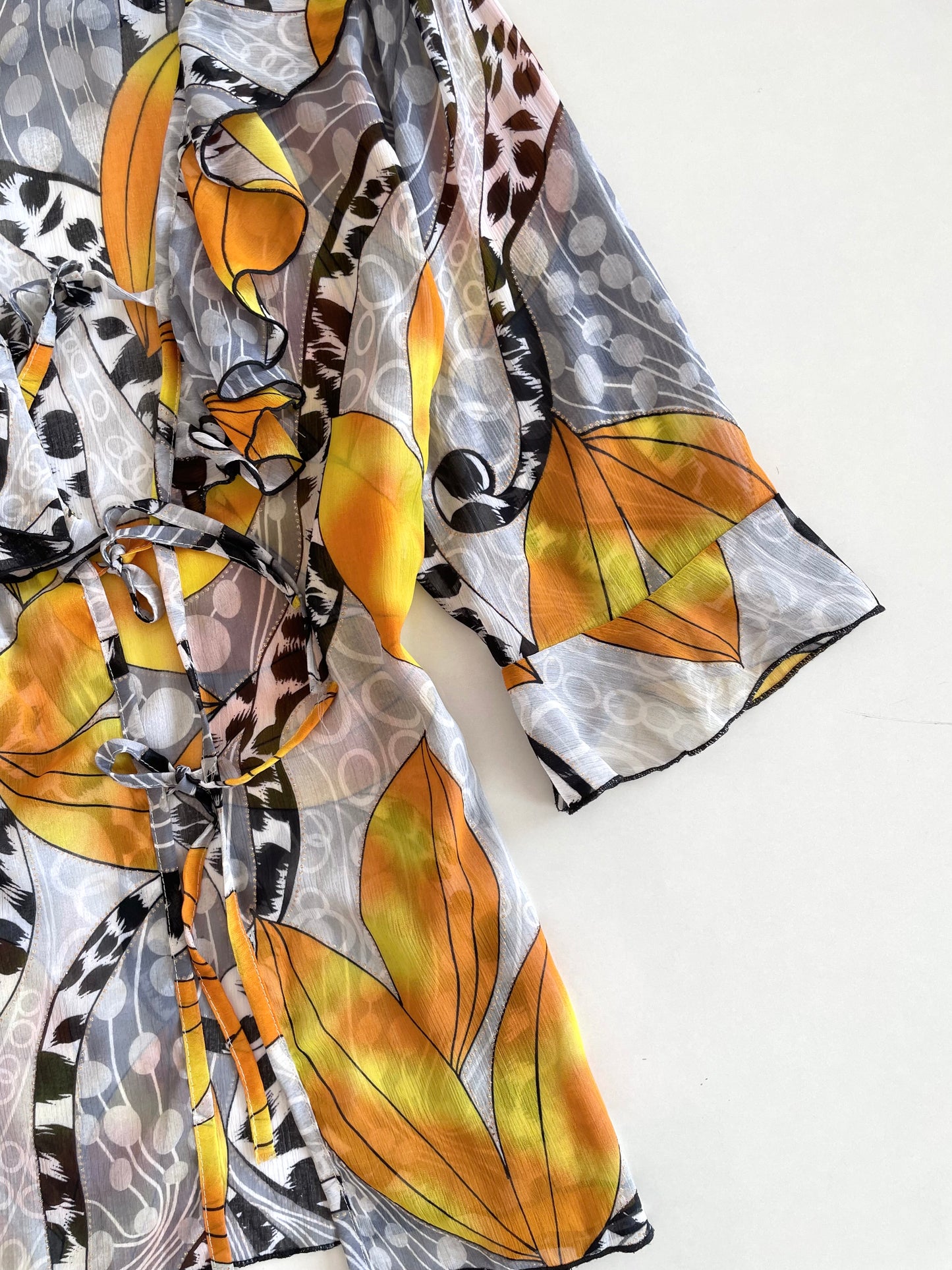 Vintage Ruffle Sheer Top-Bust 44 to 46