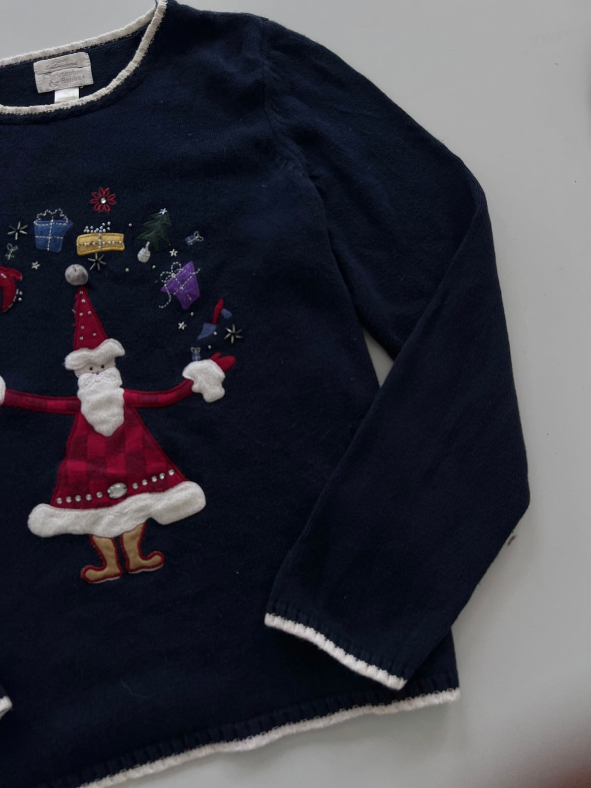Christopher & Banks Hand Embroidered Christmas Sweater-Bust 42
