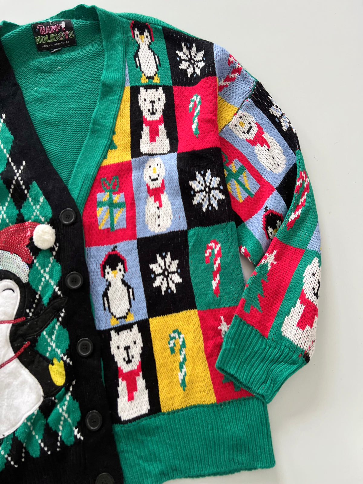 Happy Holiday Embroidered Christmas Cardigan Sweater-Bust 52