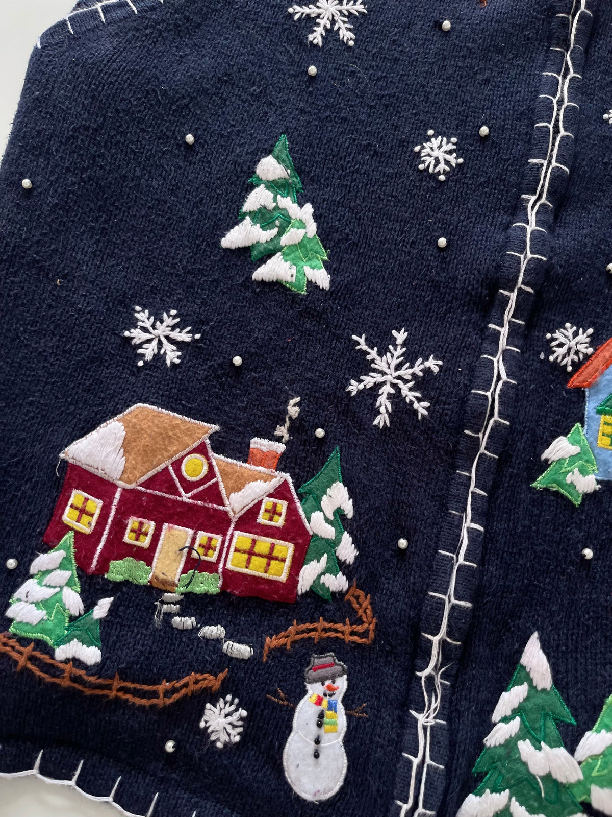 White Stag Embroidered Christmas Vest Sweater-Bust 56