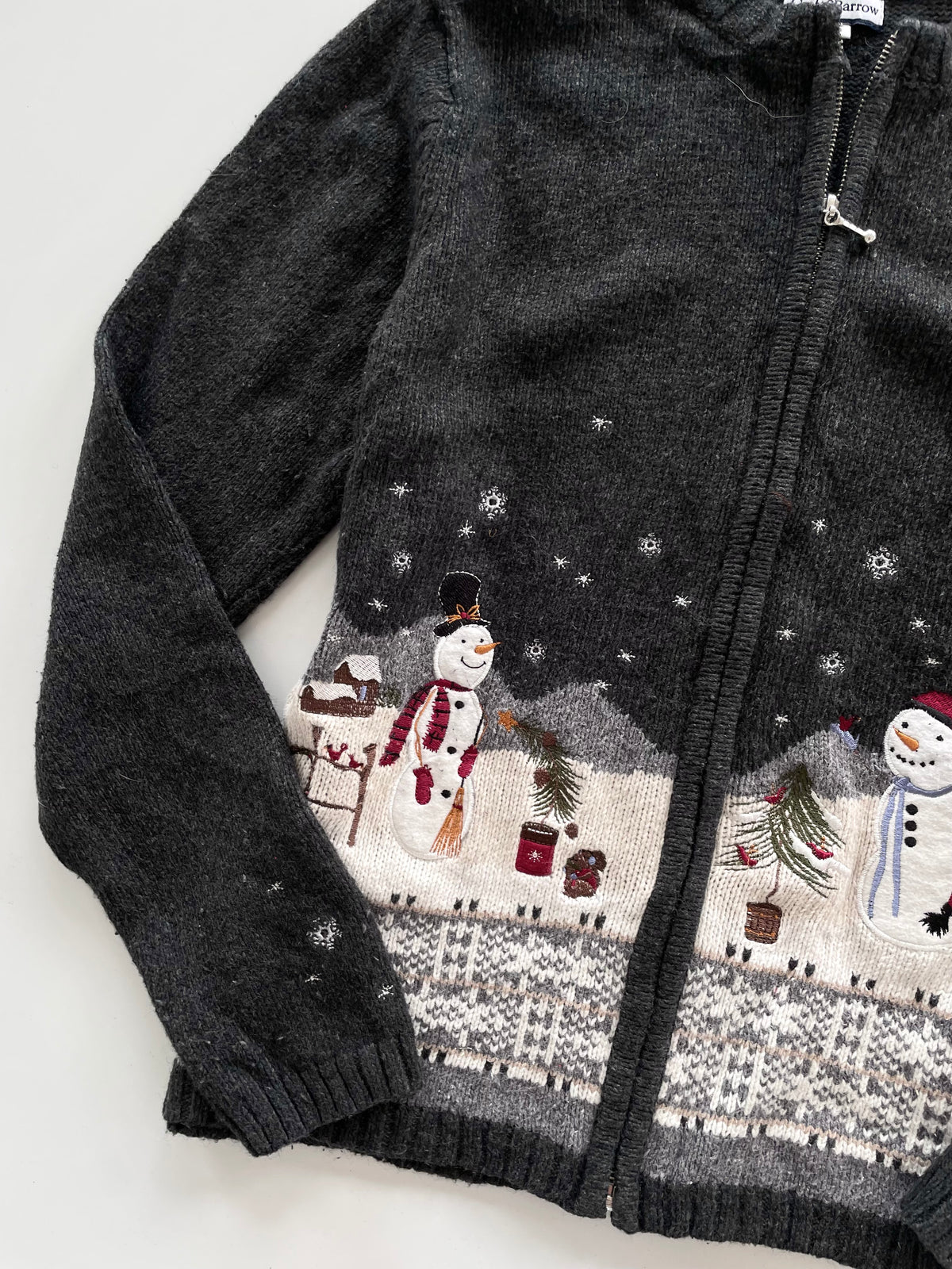 Croft & Barrow Embroidered Christmas Zipper Sweater-Bust 42