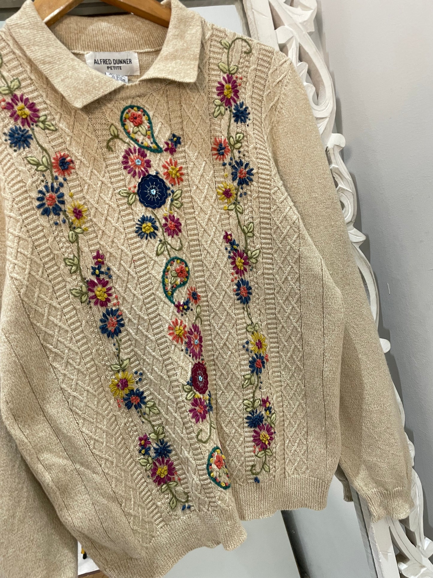 Alfred Dunner Embroidered Vintage Sweater-Bust 40