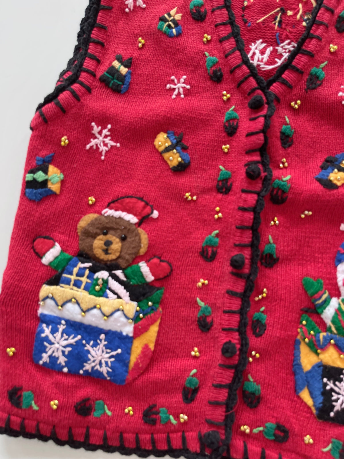 Studio Embroidered Christmas Vest Sweater-Bust 42