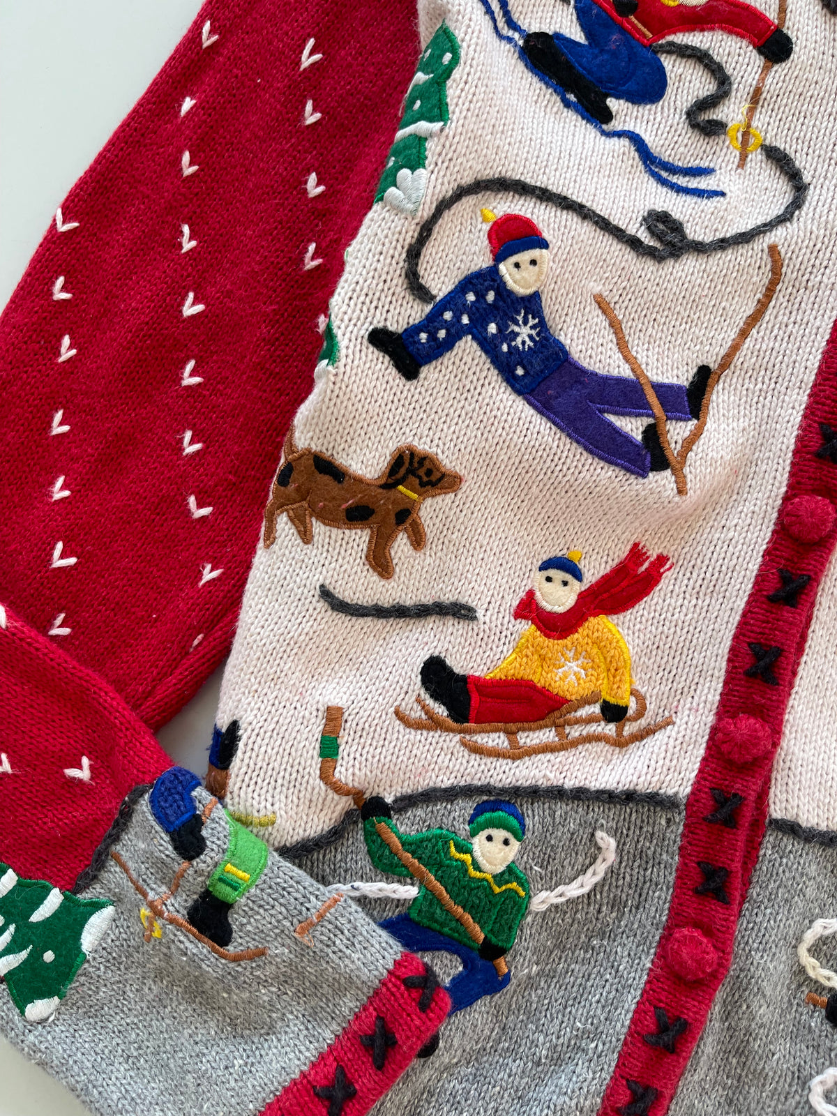Studio Christmas Embroidered Cardigan Sweater-Bust 42