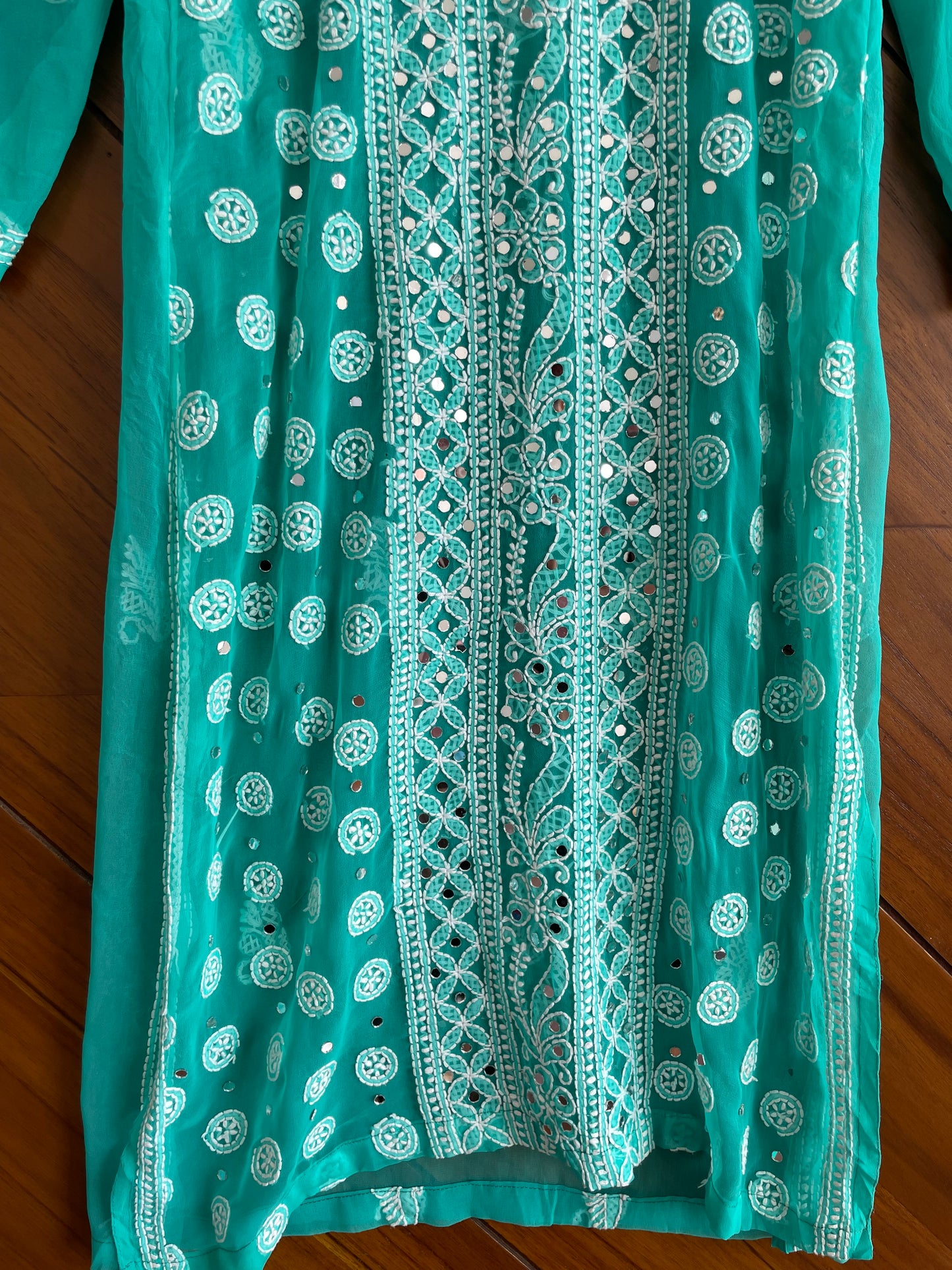 Embroidered Sheer Kurta-Bust 34