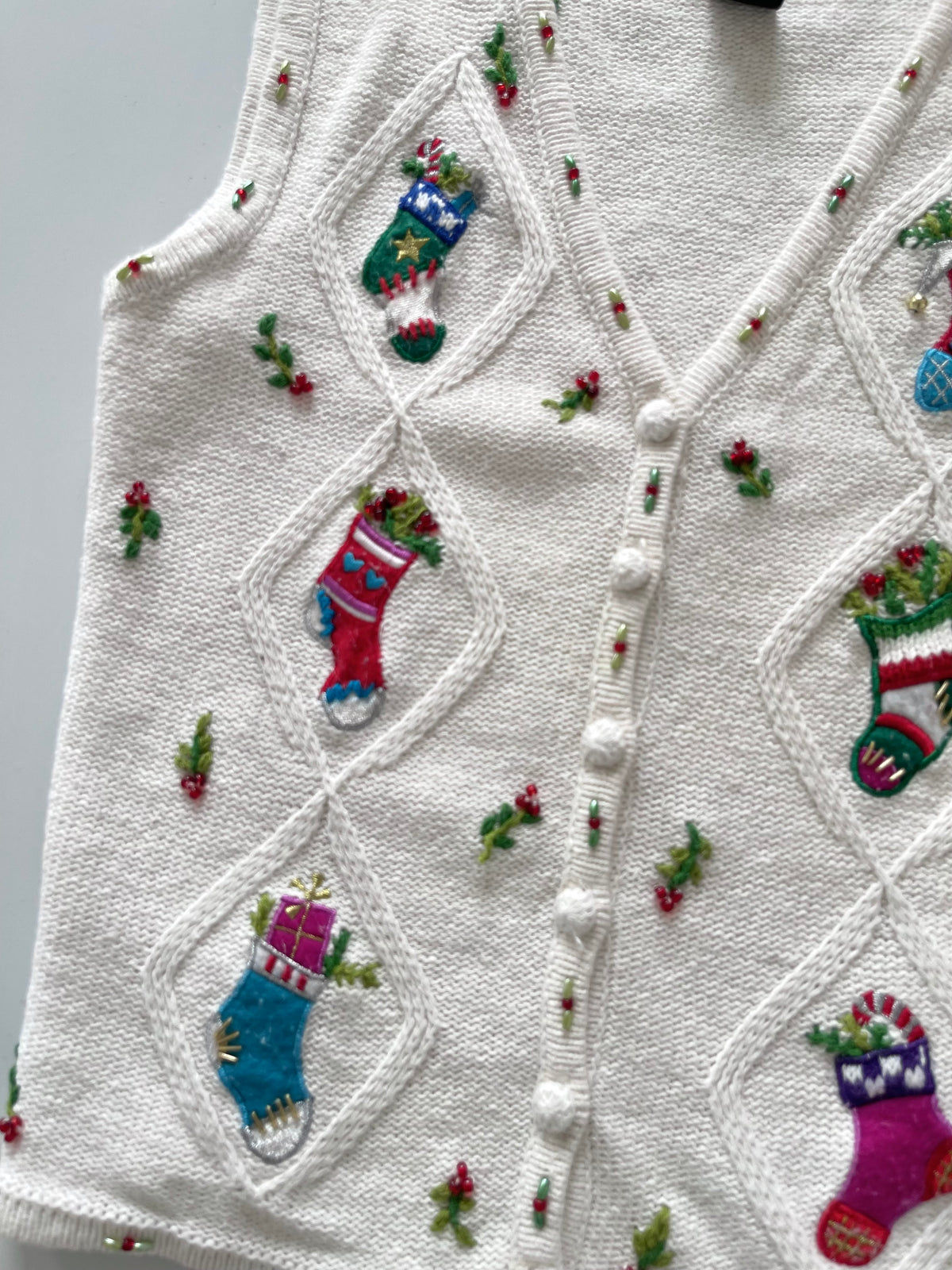 Studio Joy Embroidered Christmas Vest Sweater-Bust 38
