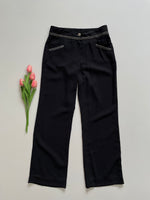 Load image into Gallery viewer, SEQUINS EMBROIDERED SOLID BLACK PANTS - WAIST 28