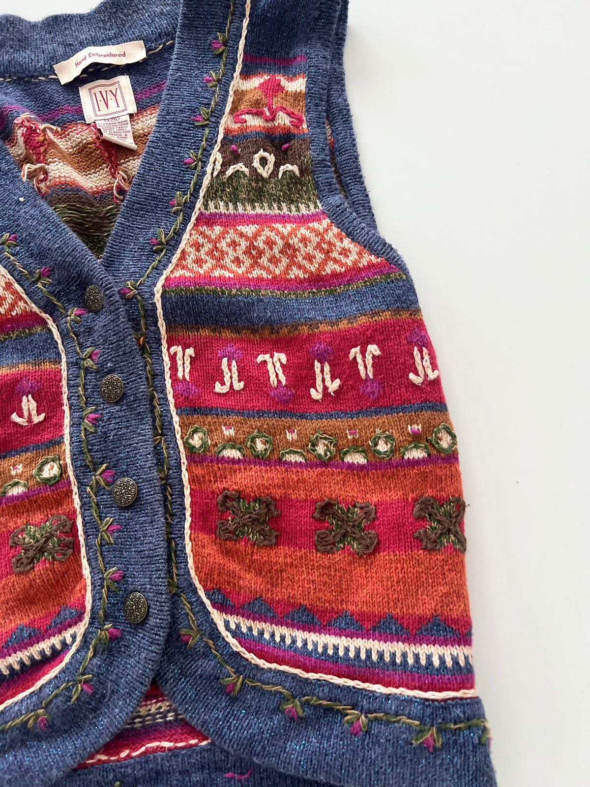 LVY Embroidered Vest Sweater-Bust 42