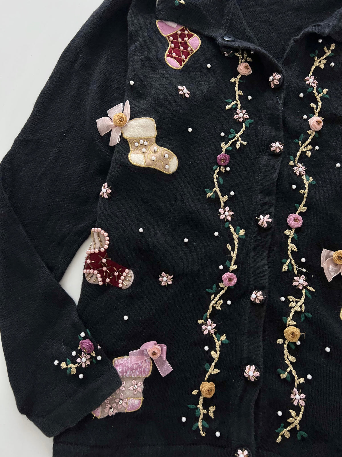 B P Design Embroidered Christmas Cardigan Sweater-Bust 46