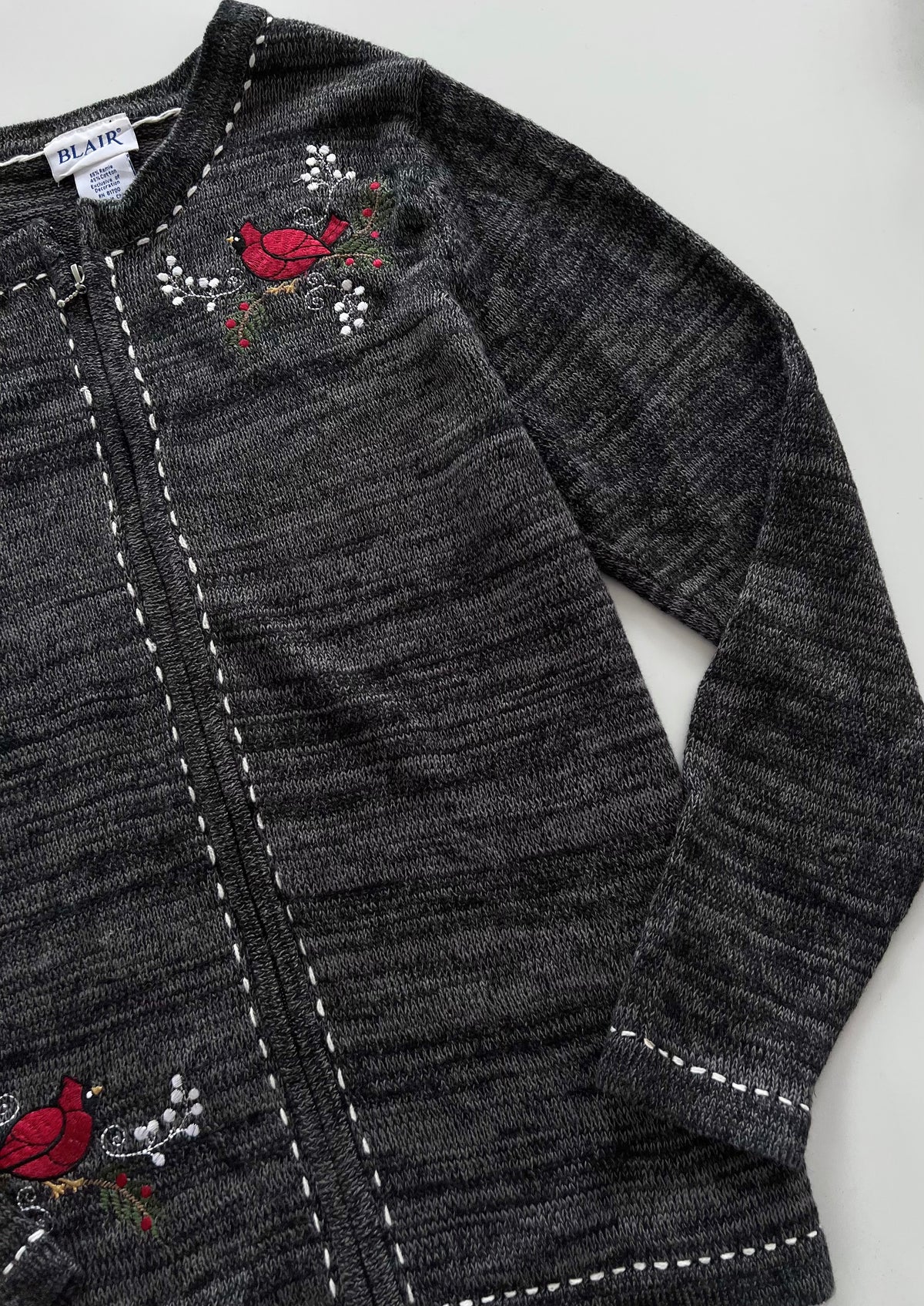 Blair Embroidered Zipper Sweater-Bust 46
