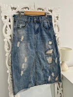 Load image into Gallery viewer, Ripped Denim Skirt-Waist 28