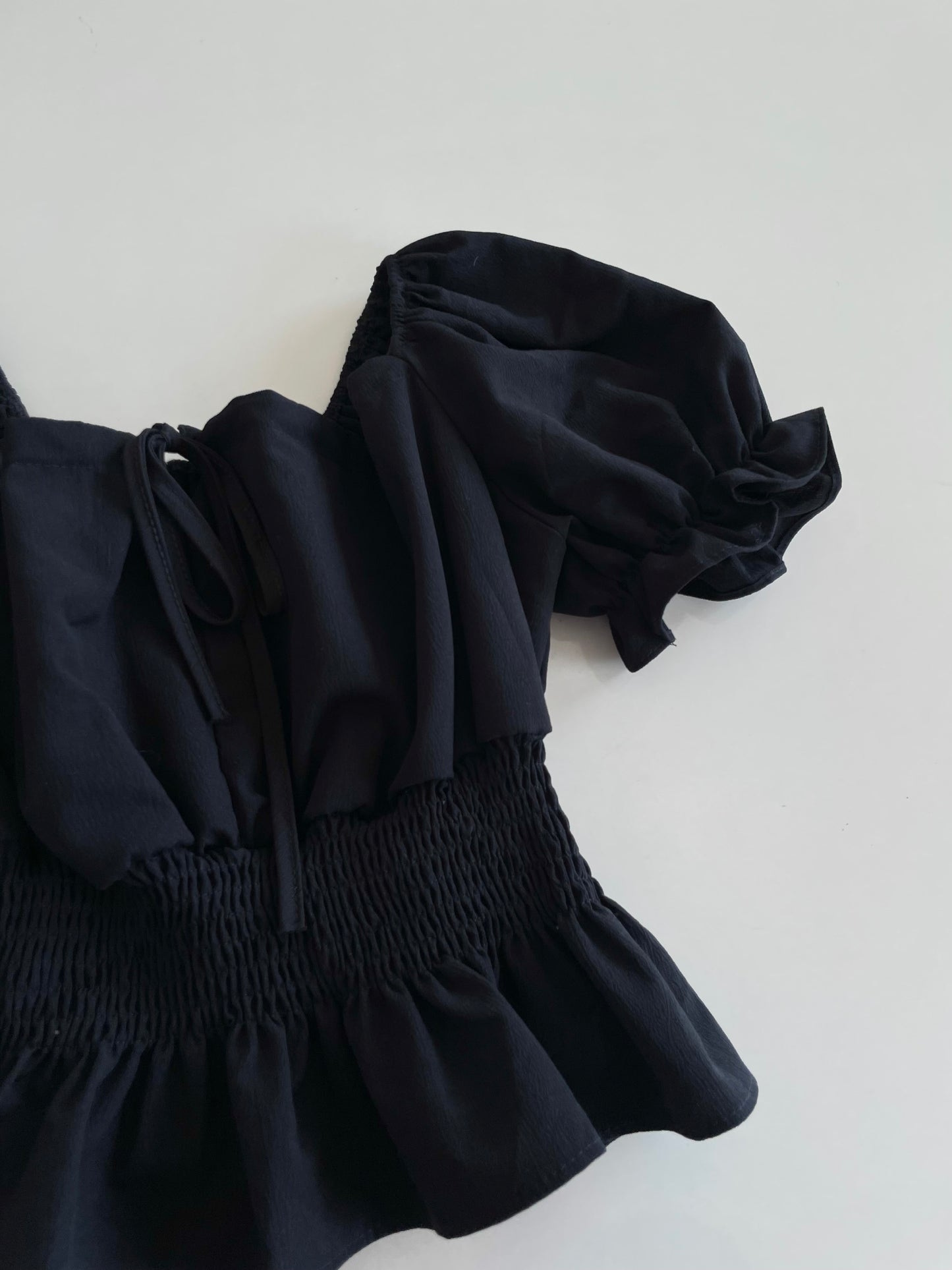 Puffy Sleeved Black Top-Bust 32 to 34
