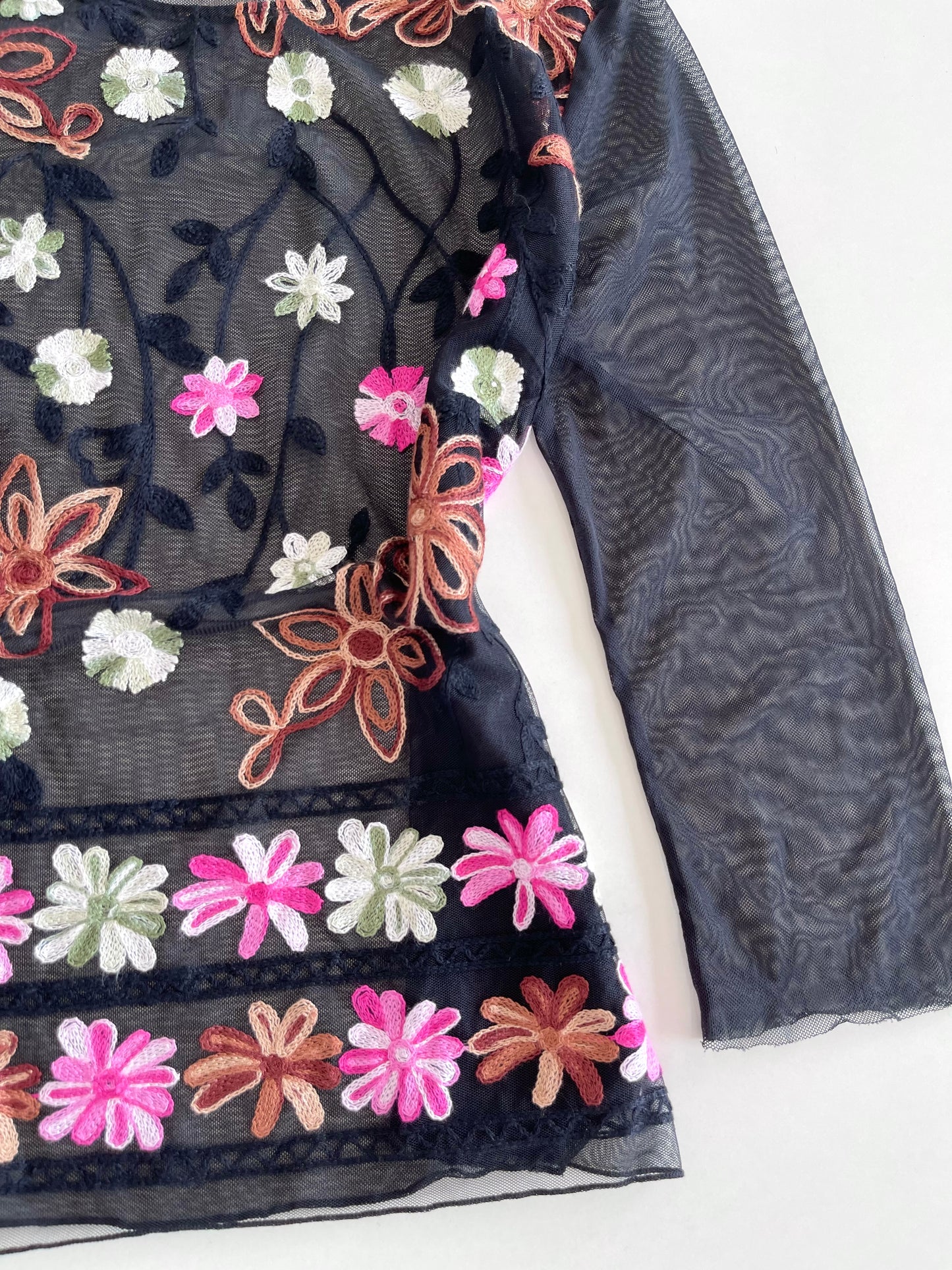 Vintage Embroidered Sheer Top-Bust 40