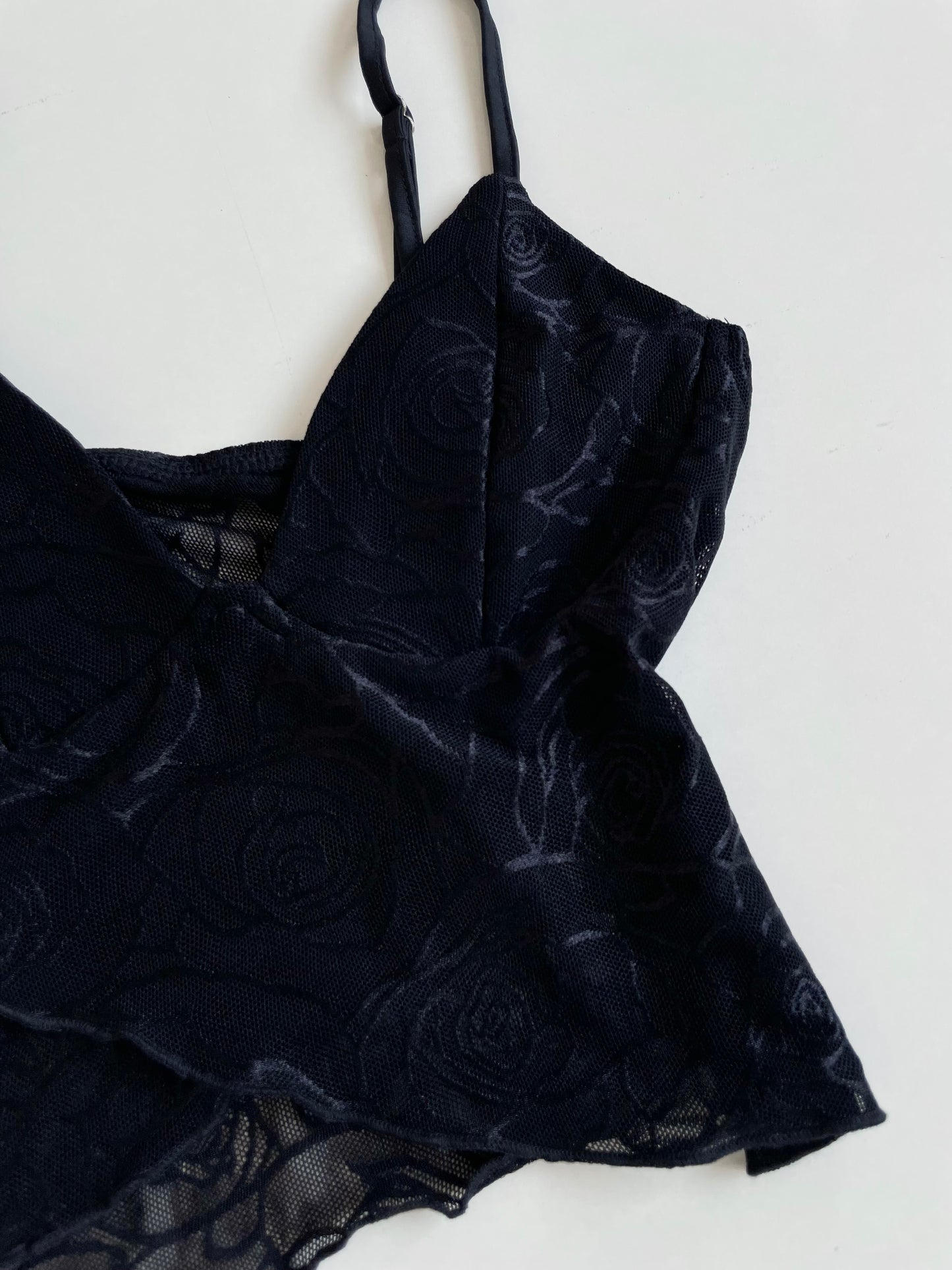 Textured Black Sheer Top-Bust 28 to 30