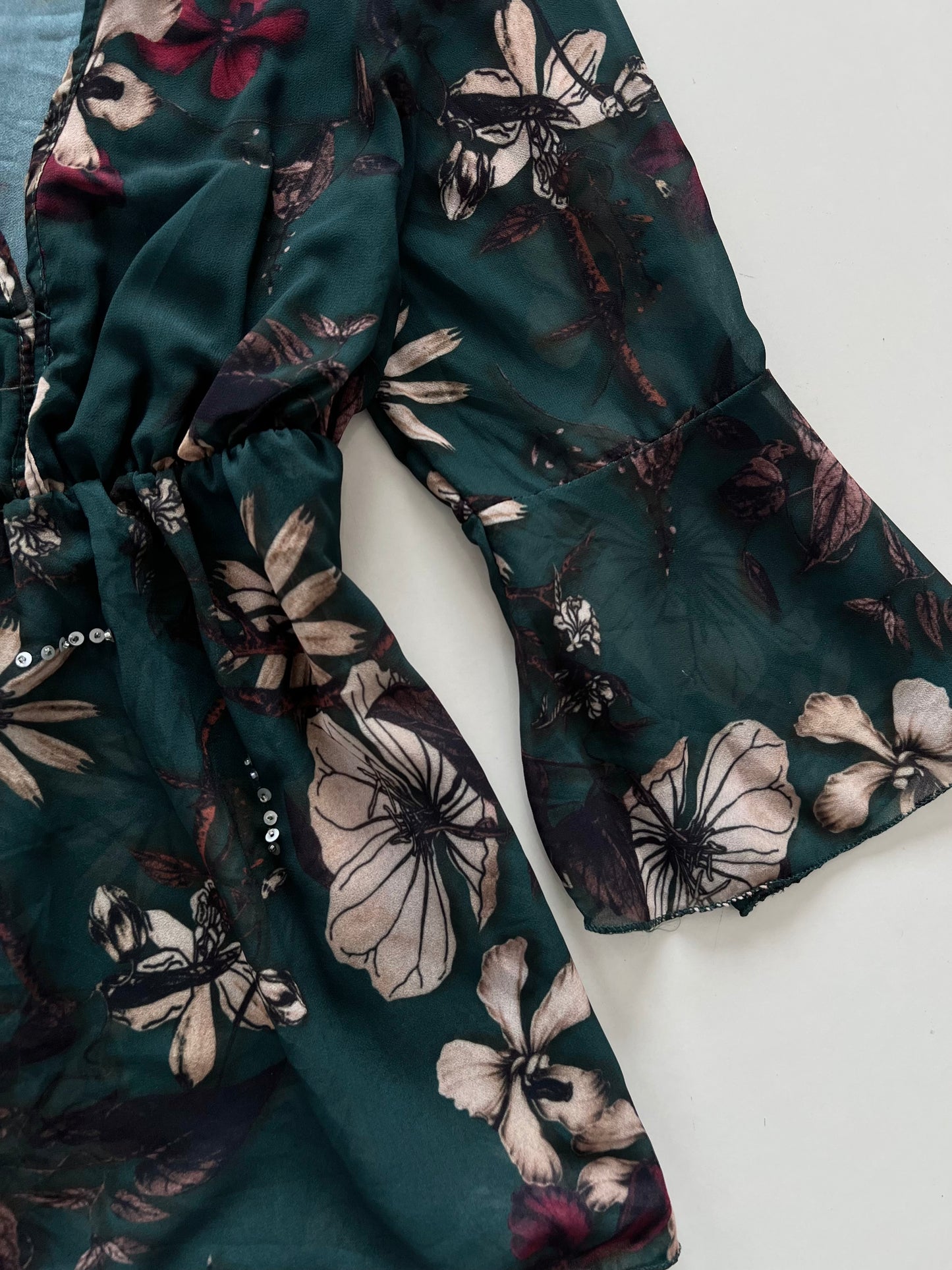 Sheer Floral Vintage Top-Bust 34