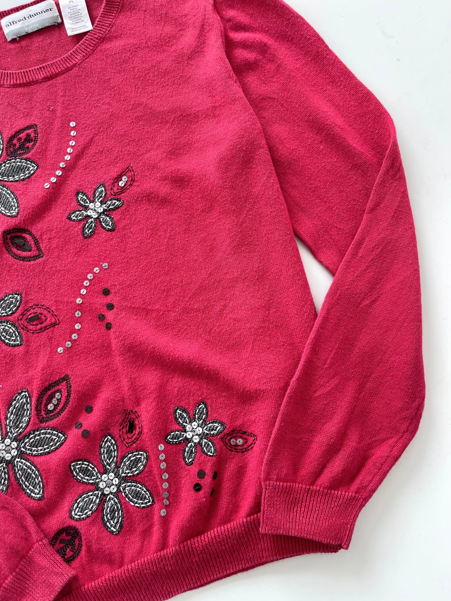 Alfred Dunner Embroidered Sweater-Bust 40