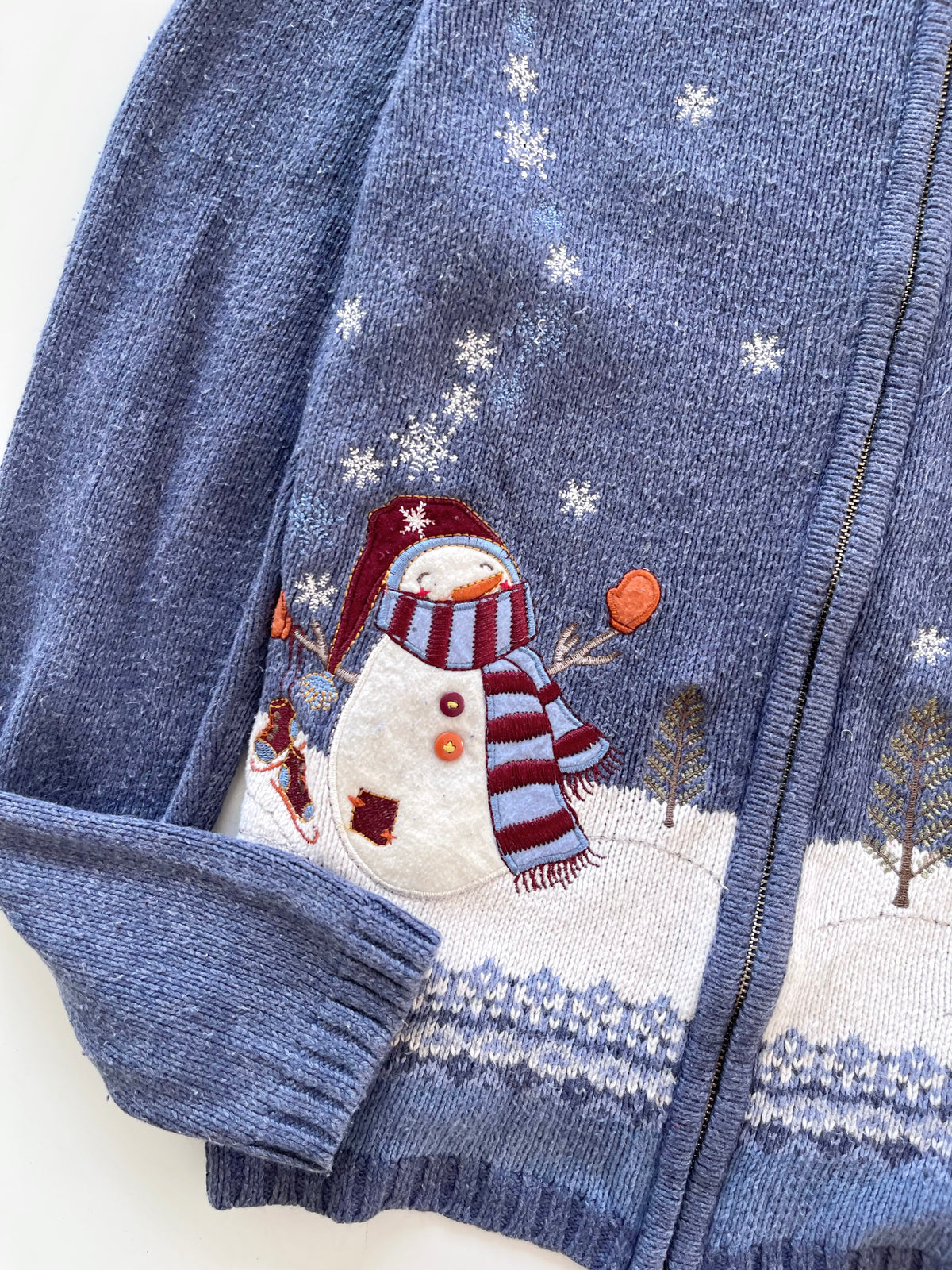 Croft & Barrow Christmas Embroidered Zipper Sweater-Bust 42