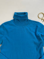 Load image into Gallery viewer, Blue Bodycon Highneck Sweater-Bust 32 to 34