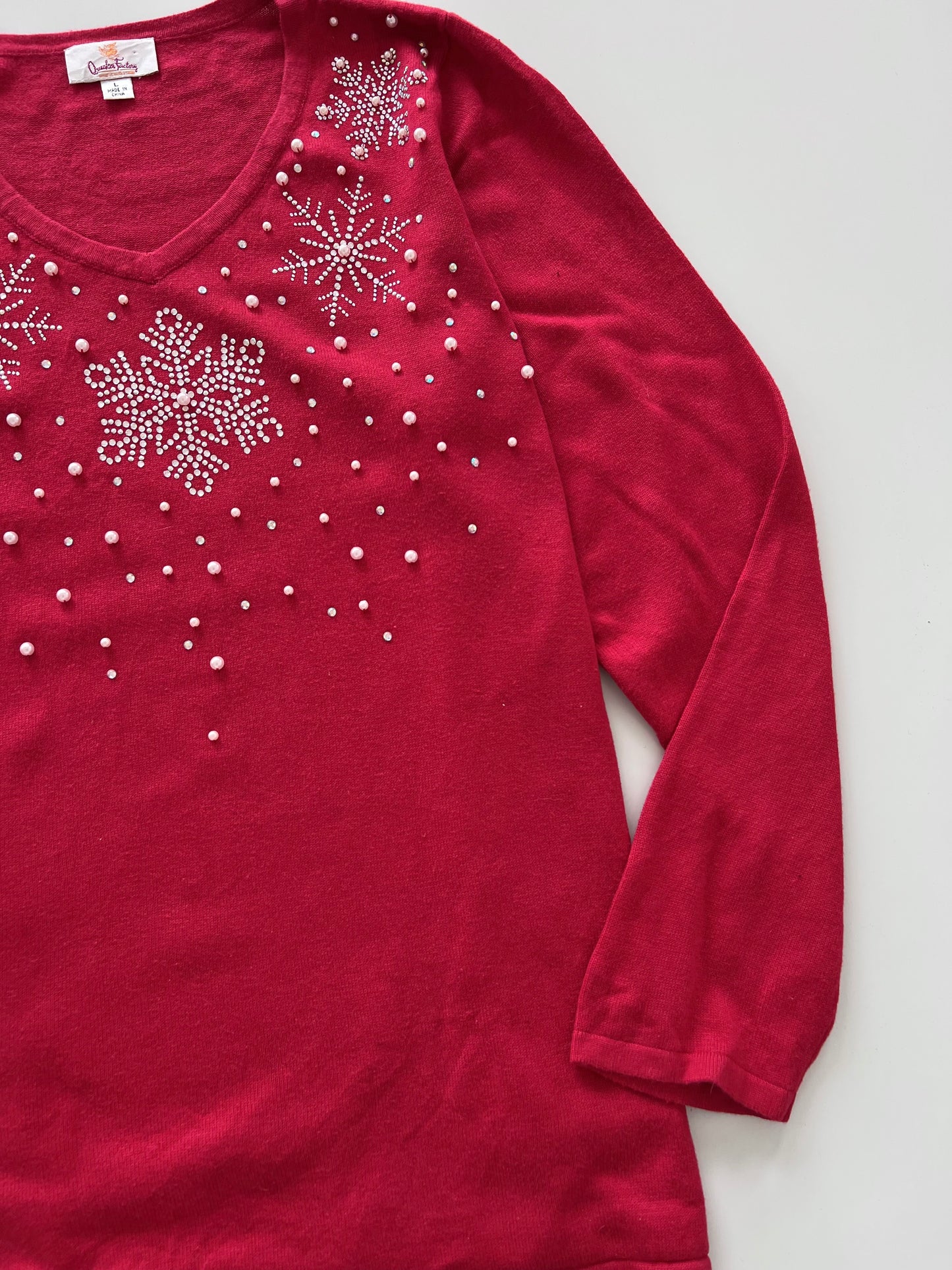 Quacker Factory Hand Embroidered Sweater-Bust 46